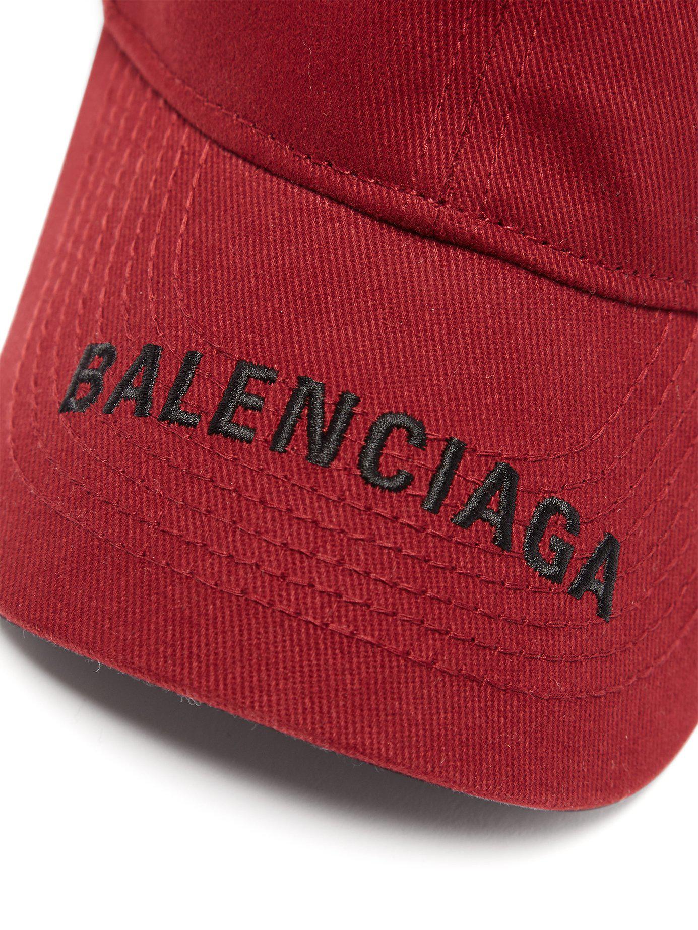 Balenciaga Logo Baseball Cap in Red | Lyst