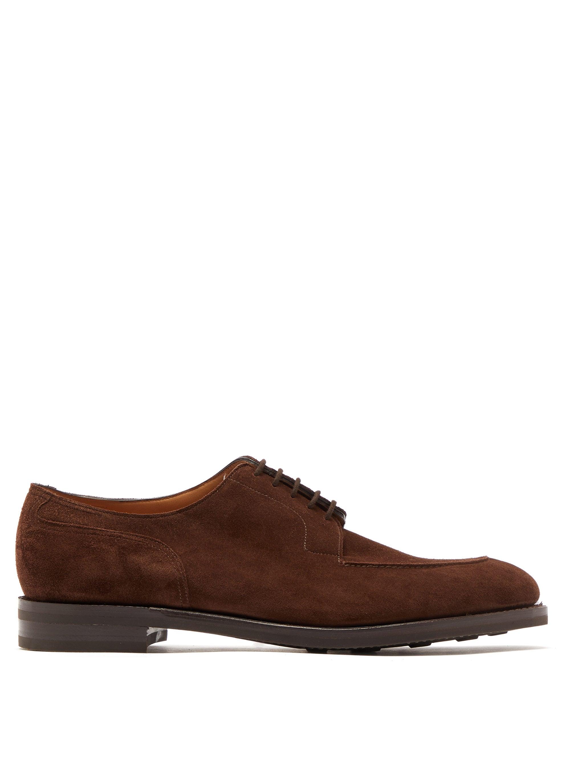 John Lobb Harlyn Suede Derby Shoes in Dark Brown (Brown) for Men - Lyst
