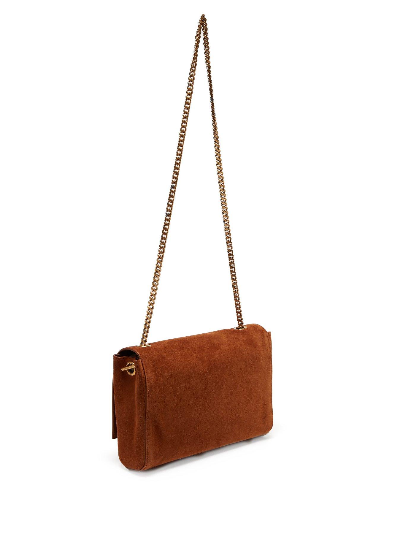 Saint Laurent Kate Reversible Leather And Suede Shoulder Bag in Brown