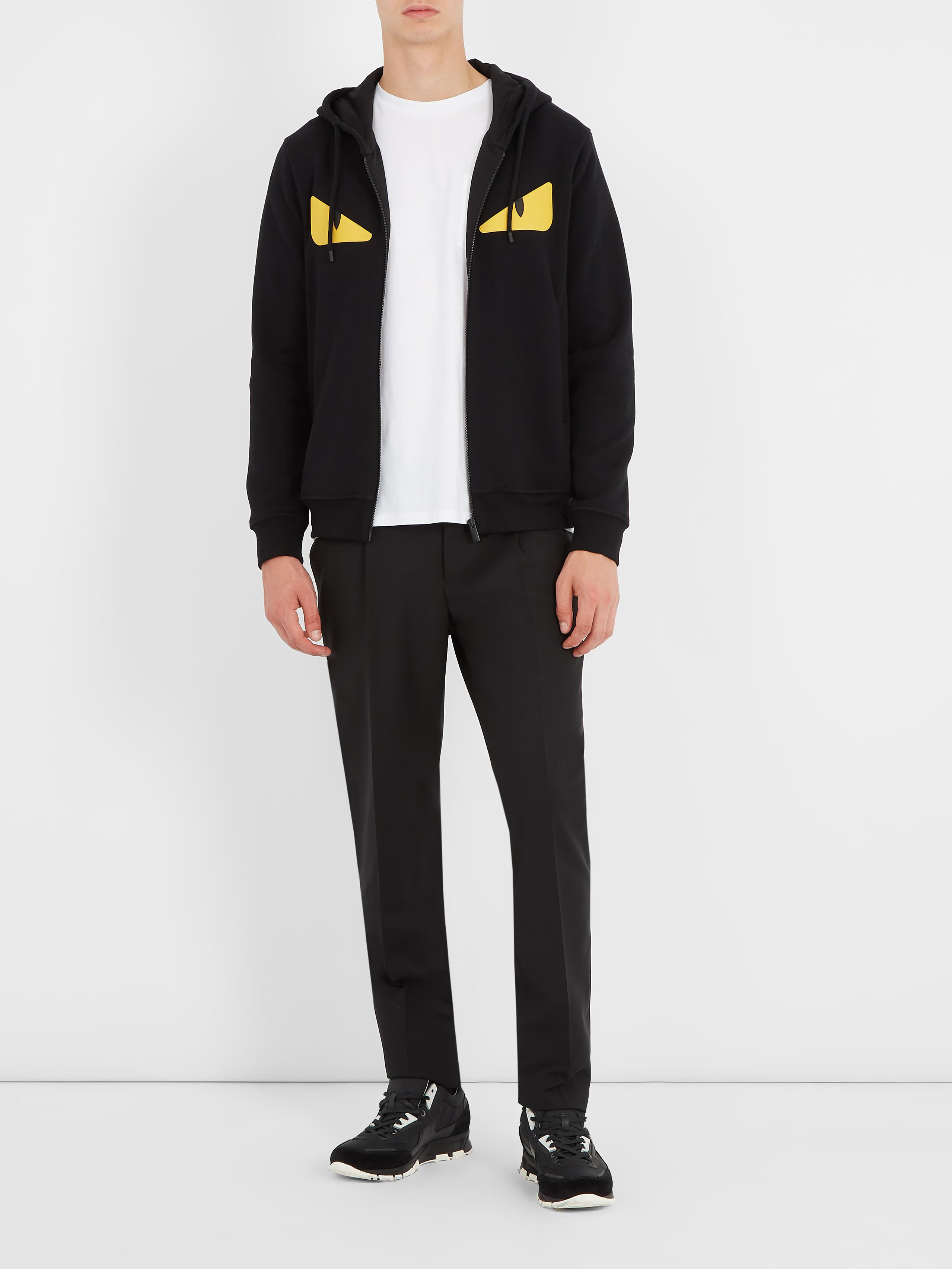 Fendi Bag Bugs Eyes-appliqué Wool-blend Hooded Sweater in Black for Men |  Lyst