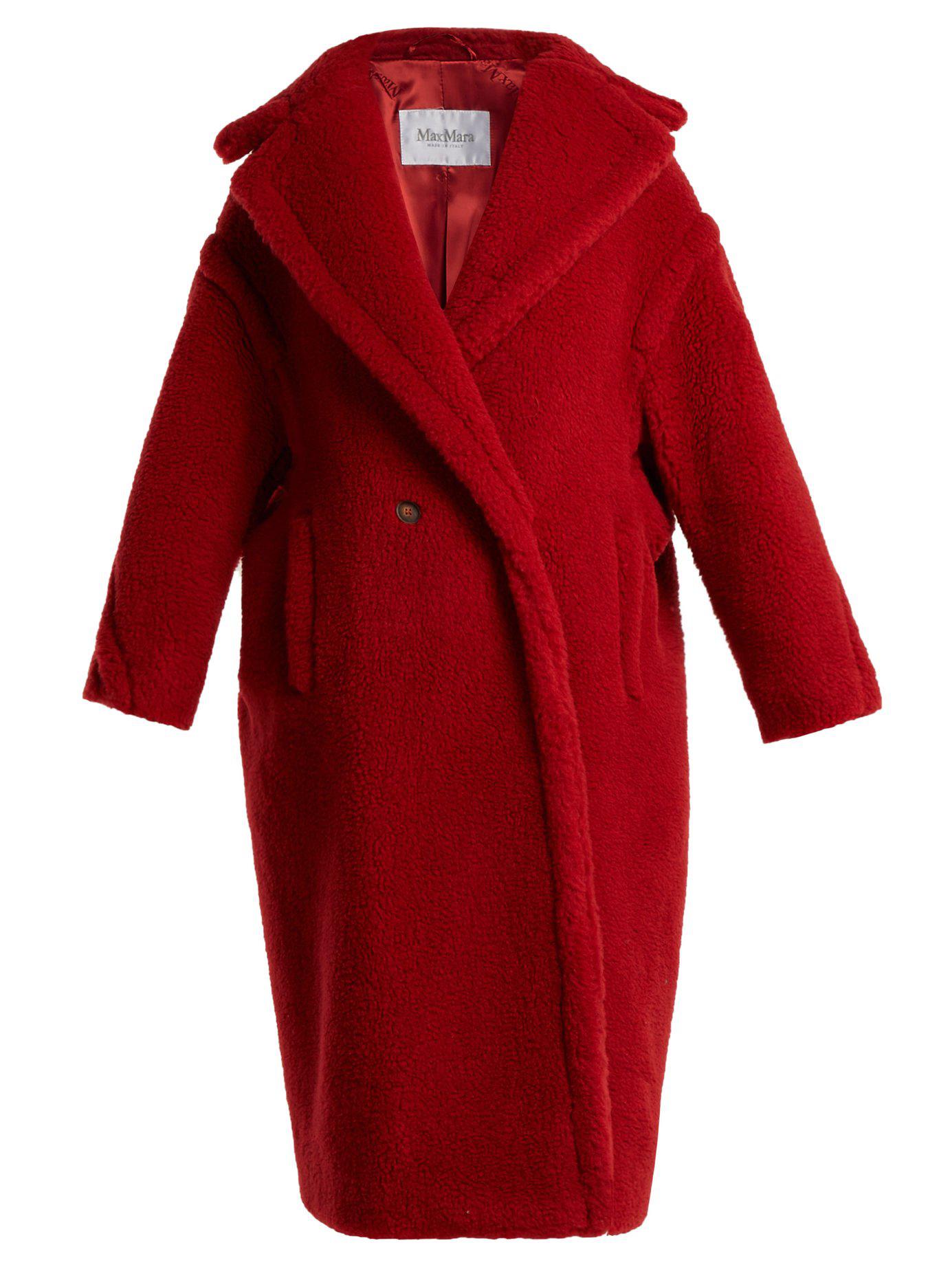 Max Mara Silk Teddy Coat in Red | Lyst Canada