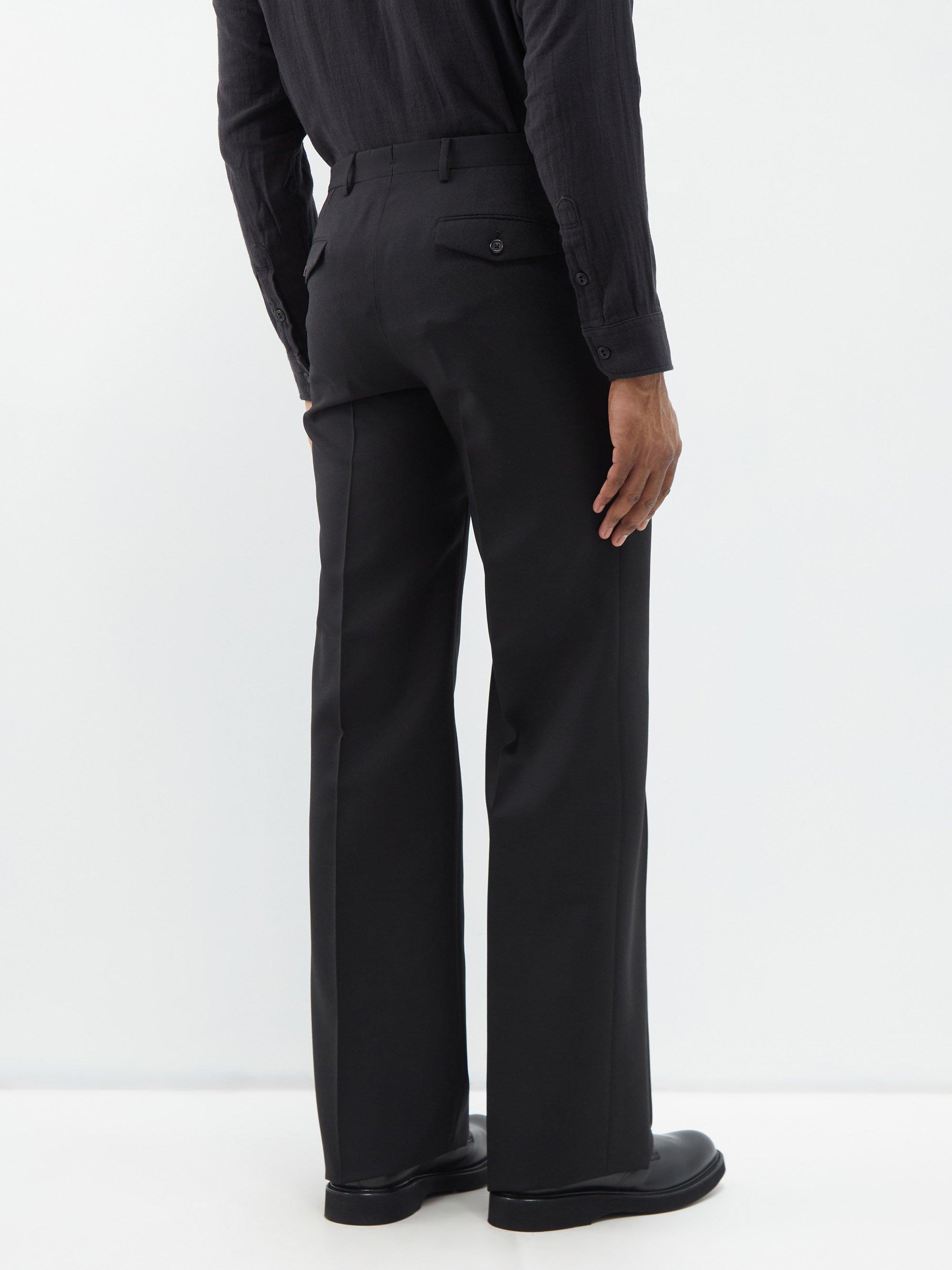 Mens wide clearance leg wool trousers