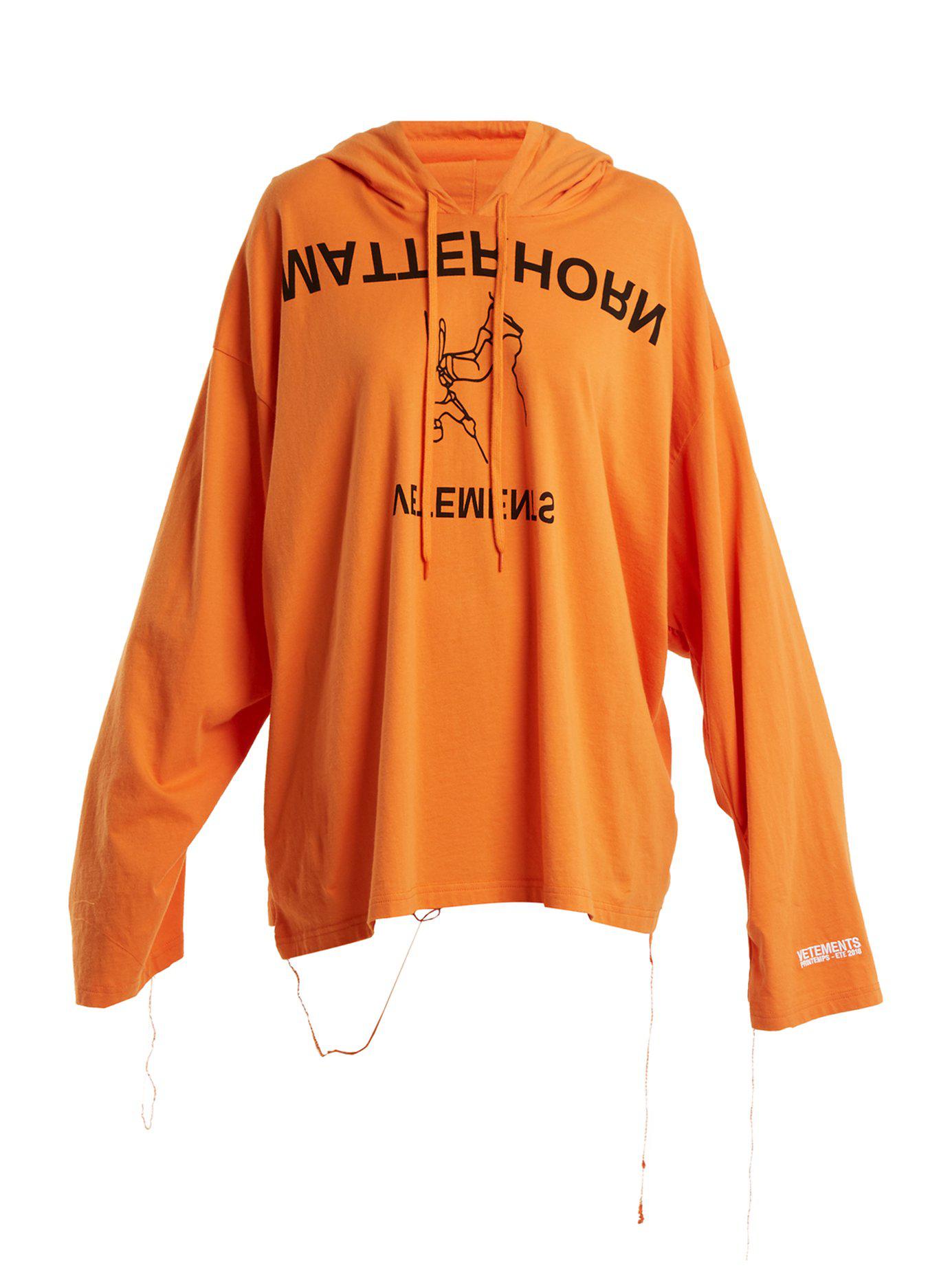 vetements orange hoodie