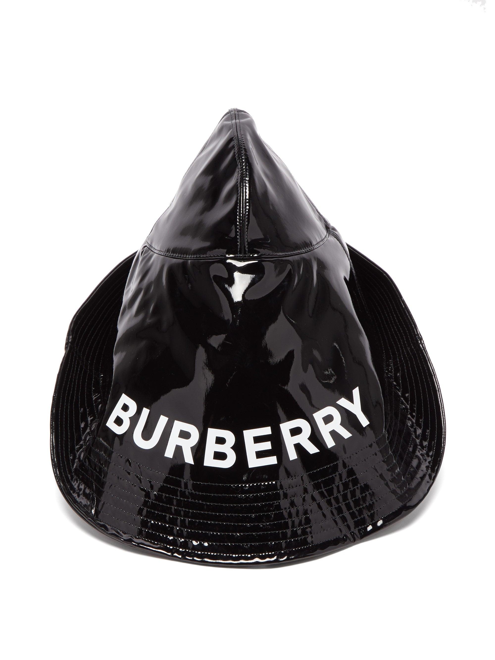Burberry Logo-printed Vinyl Rain Hat in Black for Men - Lyst