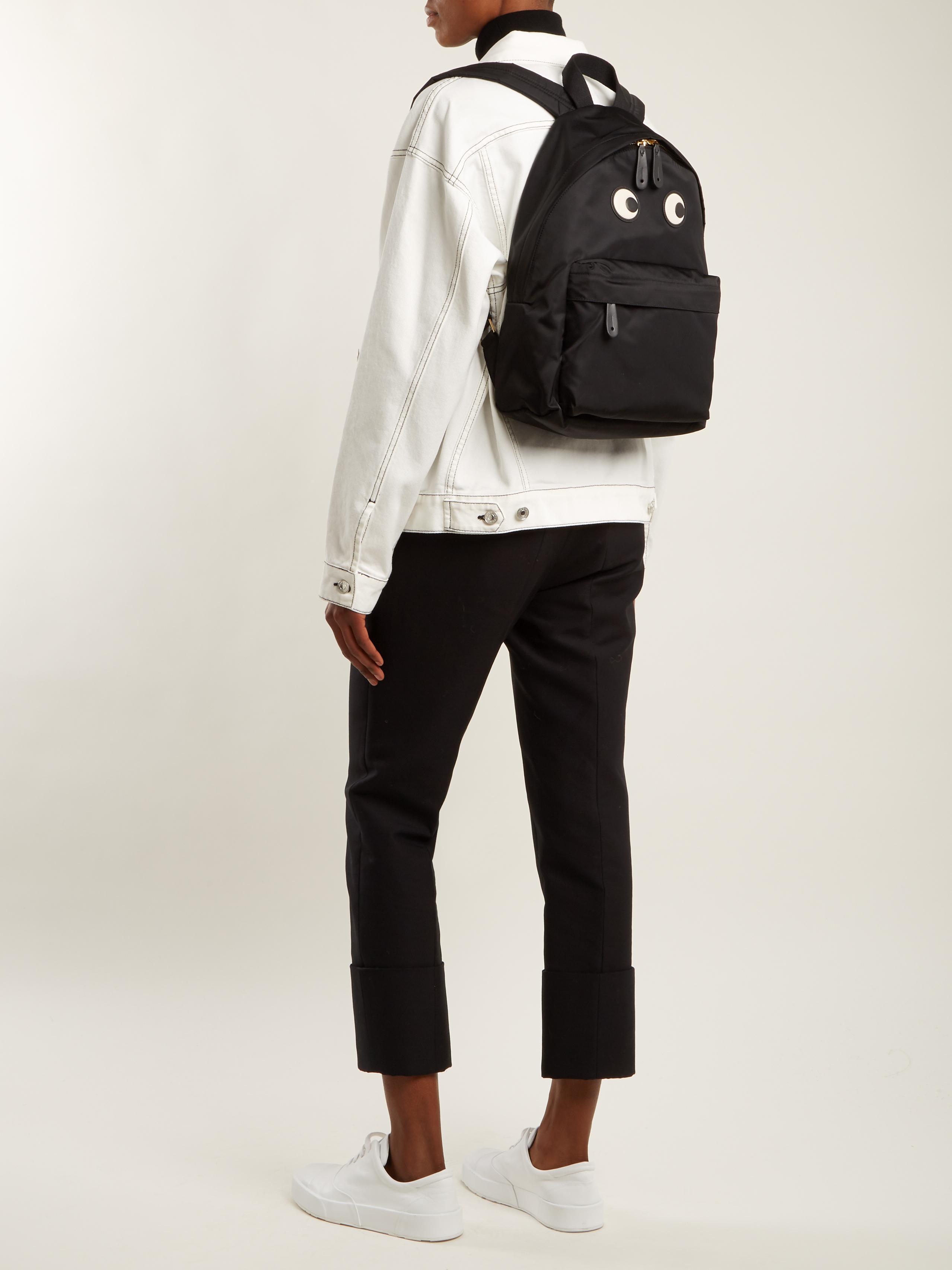 Anya Hindmarch Synthetic Eyes Nylon Backpack in Black | Lyst