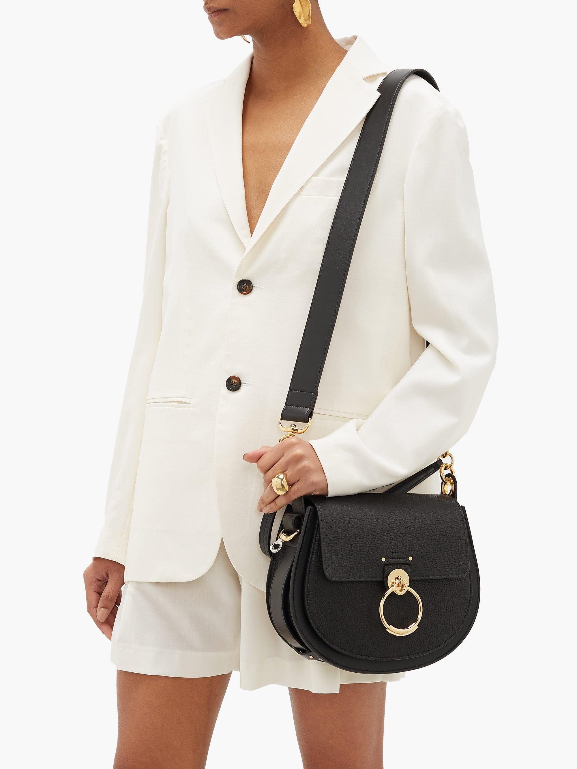 Chloé Tess Medium Grained-Leather Cross-Body Bag In Black | Lyst