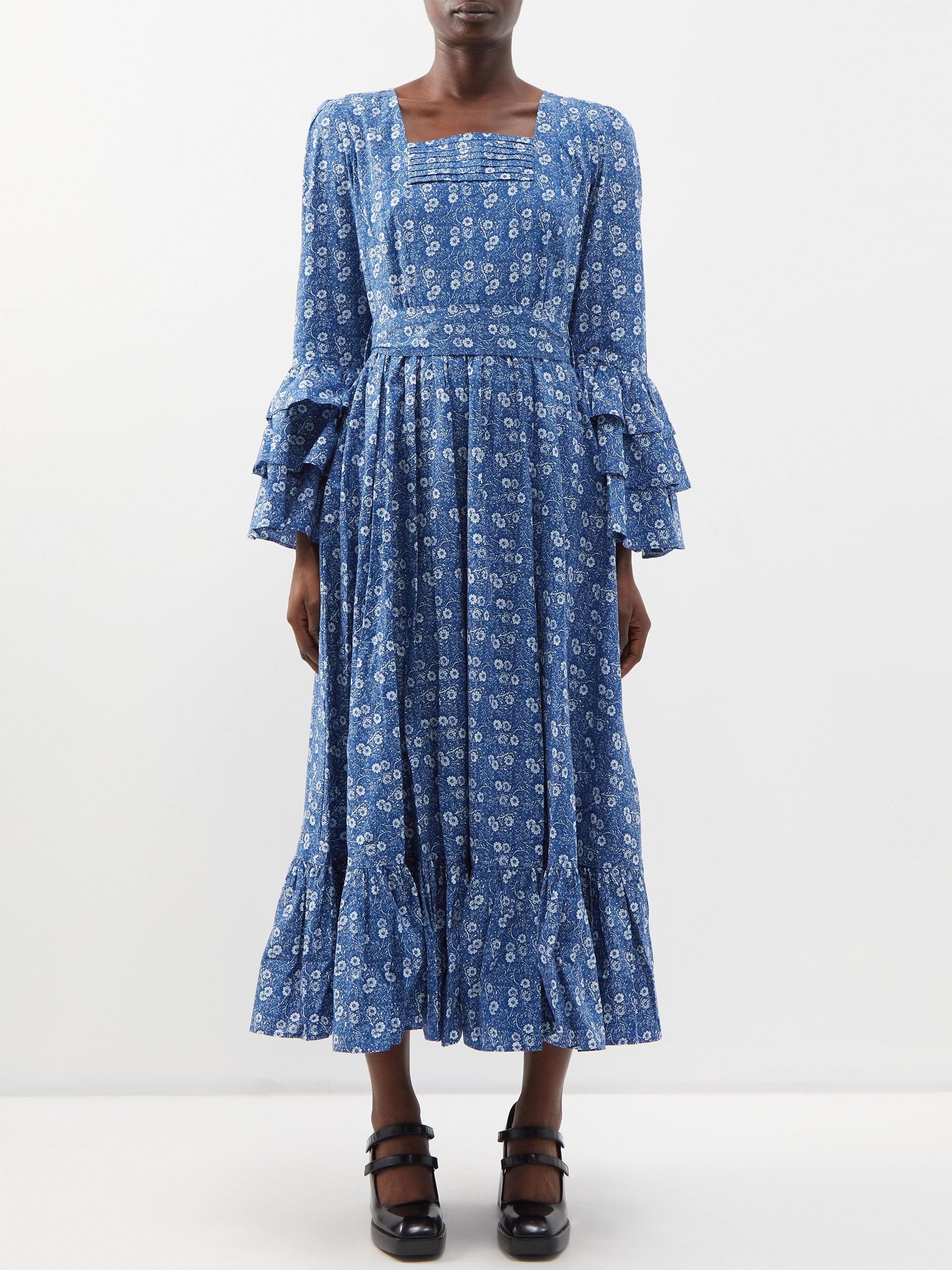 BATSHEVA X Laura Ashley The Waverley Cotton Midi Dress in Blue | Lyst