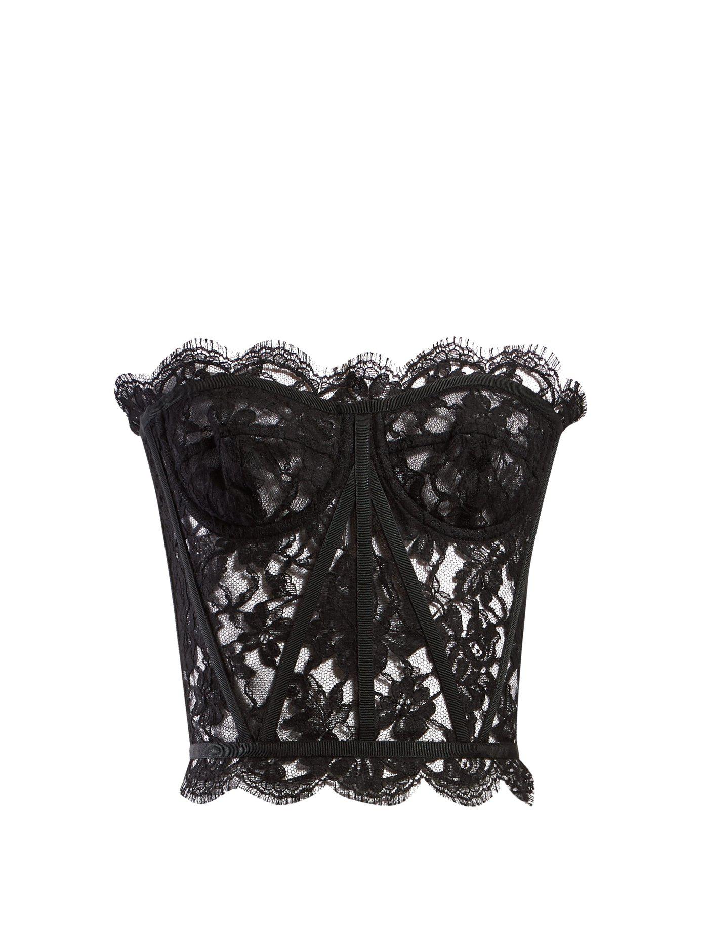 & Gabbana Scallop Edged Lace Bustier Top in Black | Lyst