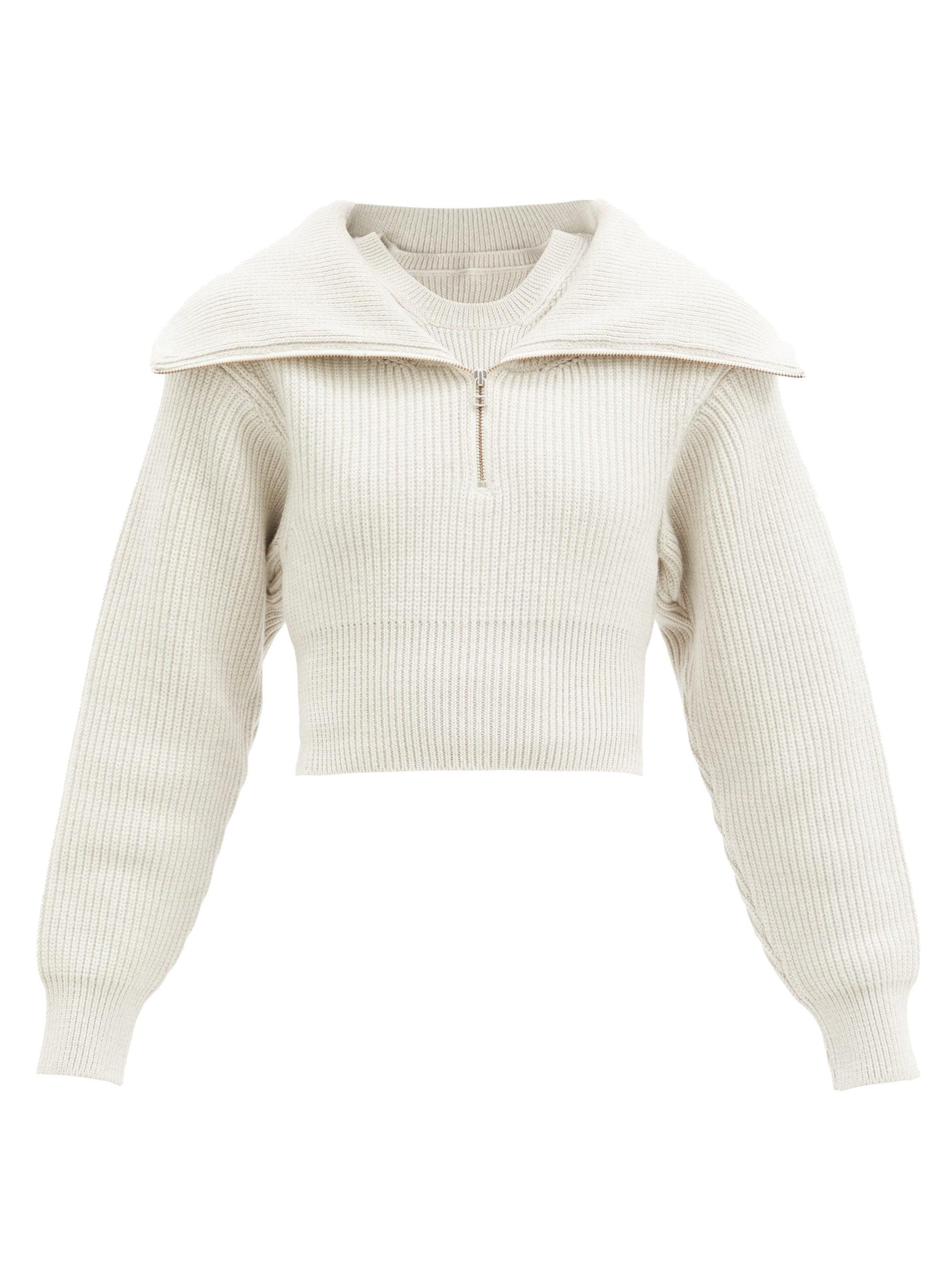 Jacquemus Risoul Sailorcollar Merinowool Sweater in Light Grey (Gray