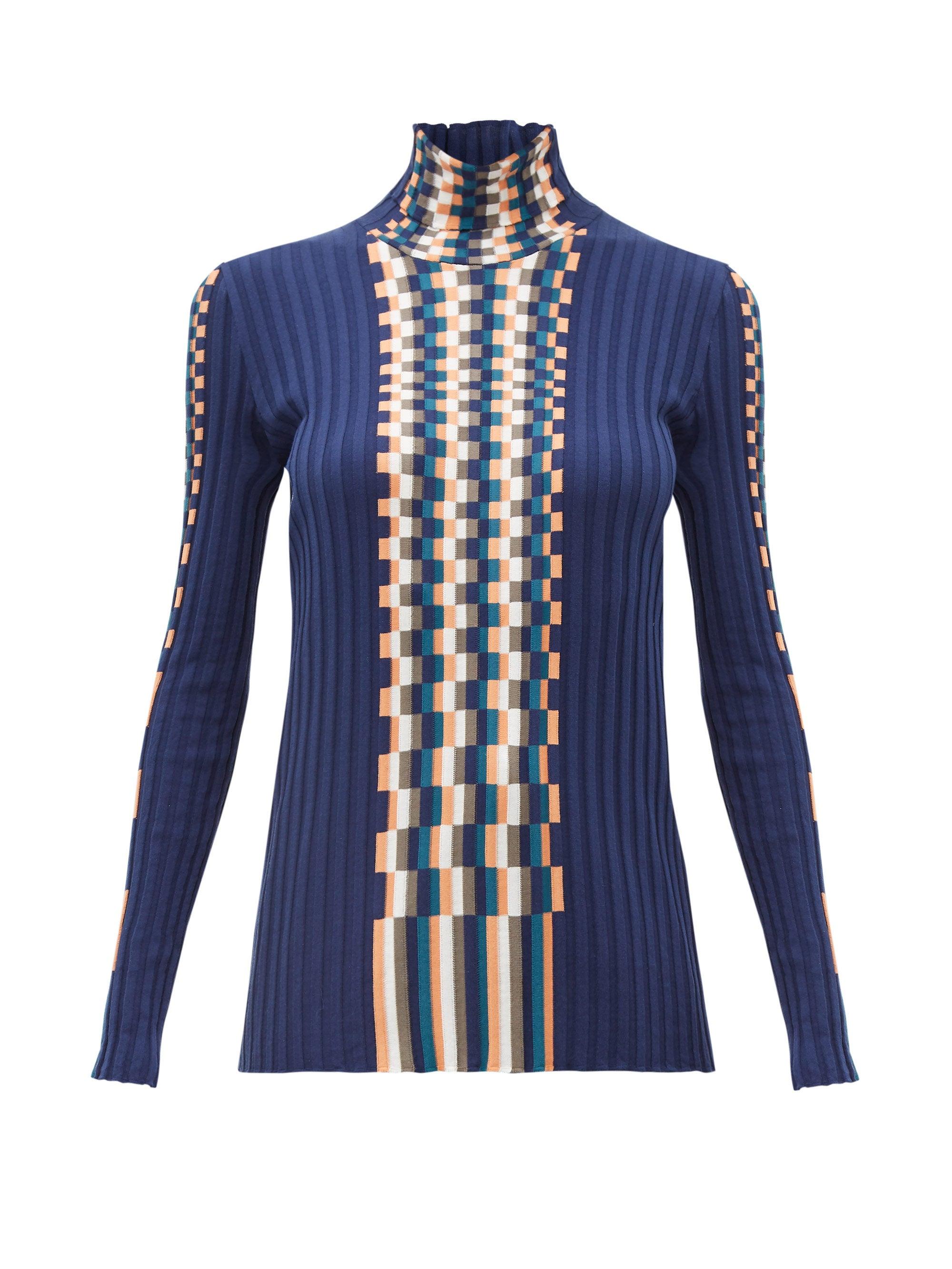Loewe Graphic Jacquardknit Cotton Sweater in Blue Save 12 Lyst