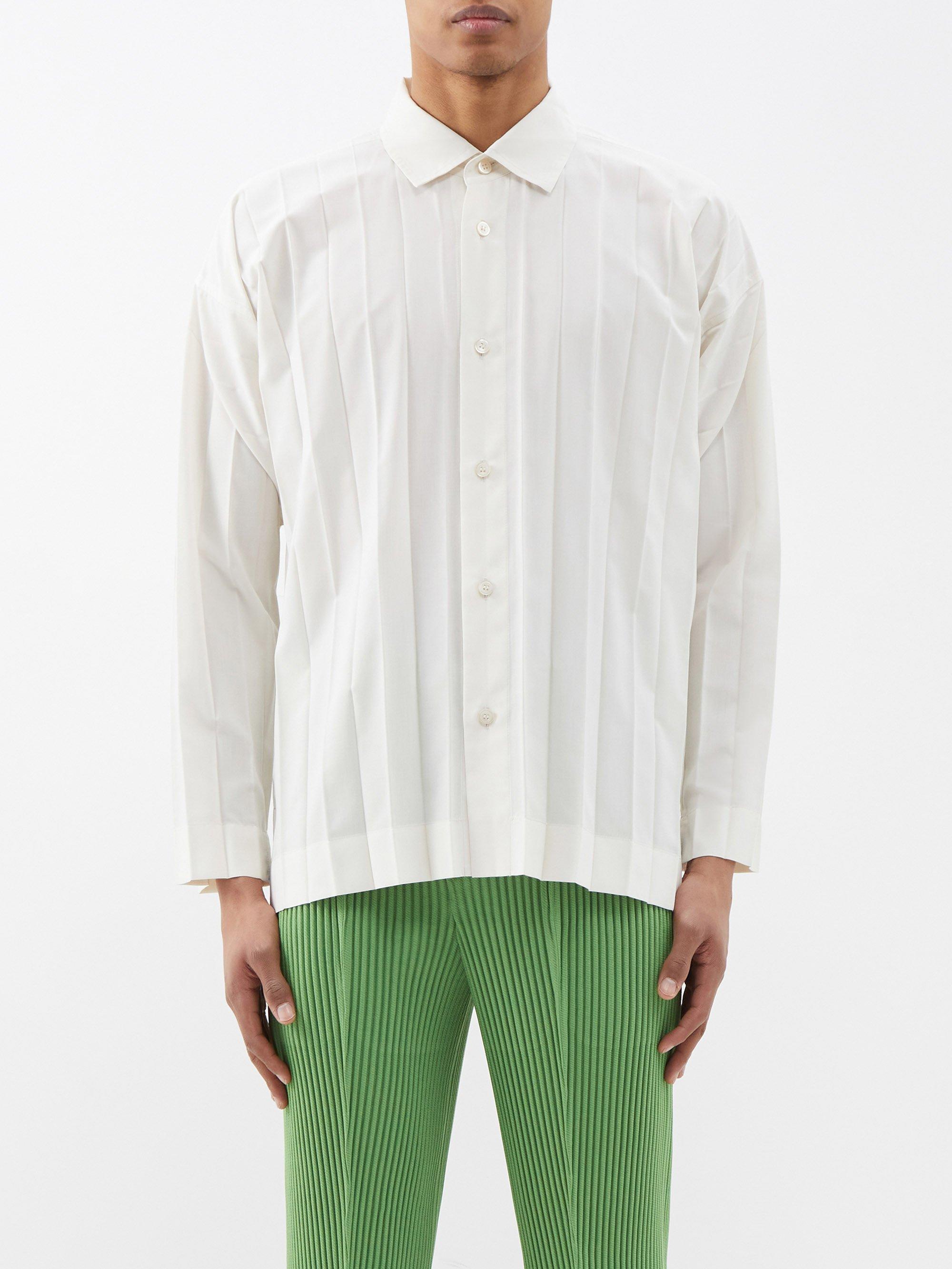 Homme Plissé Issey Miyake Technical-pleated Shirt in White for Men | Lyst