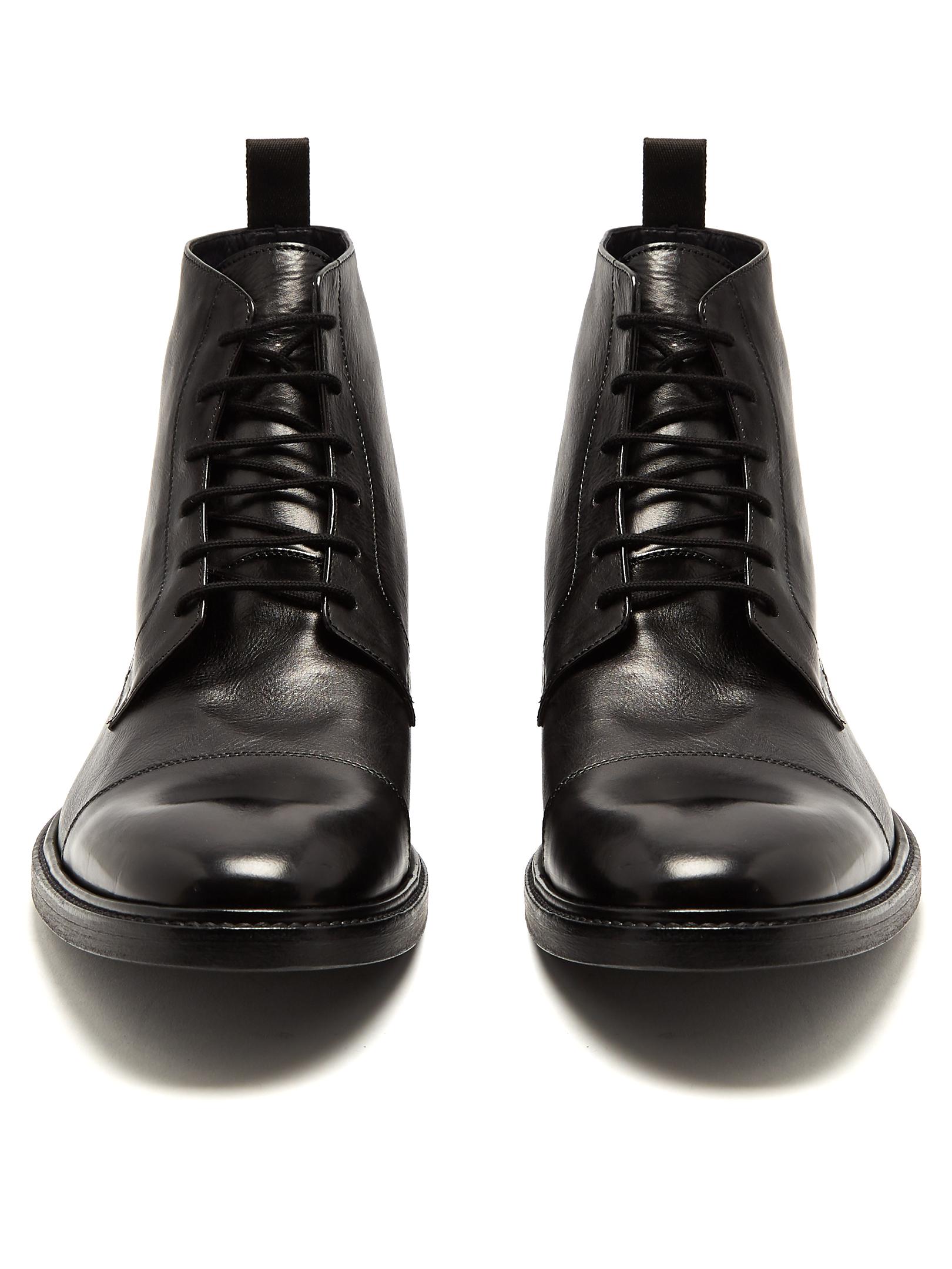 Paul Smith Jarman Cap-toe Leather Boots in Black for Men - Lyst