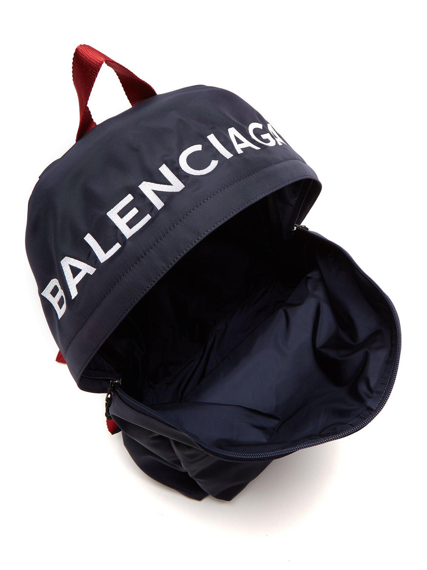 Balenciaga Synthetic Logo-embroidered Nylon Backpack in Blue for Men - Lyst