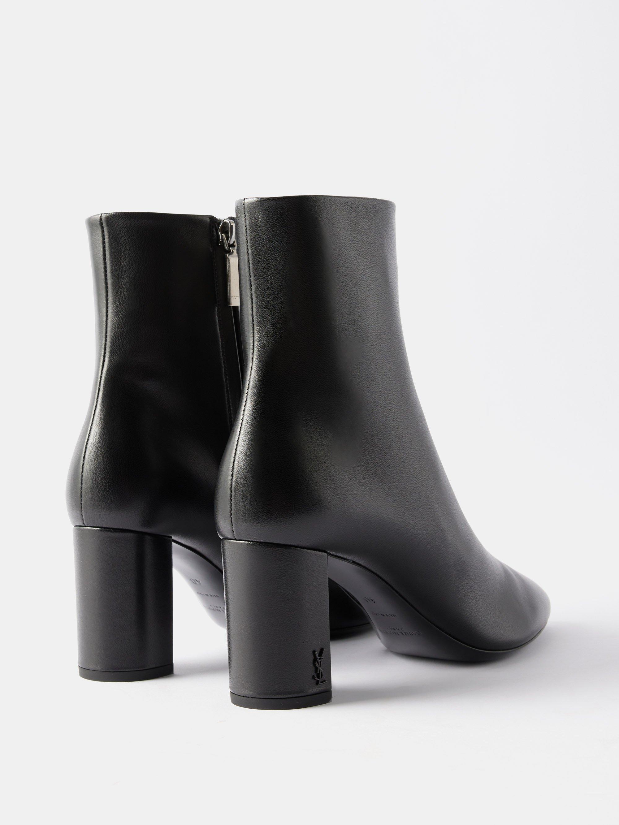 Saint Laurent Lou 70 Leather Ankle Boots in Black Lyst UK