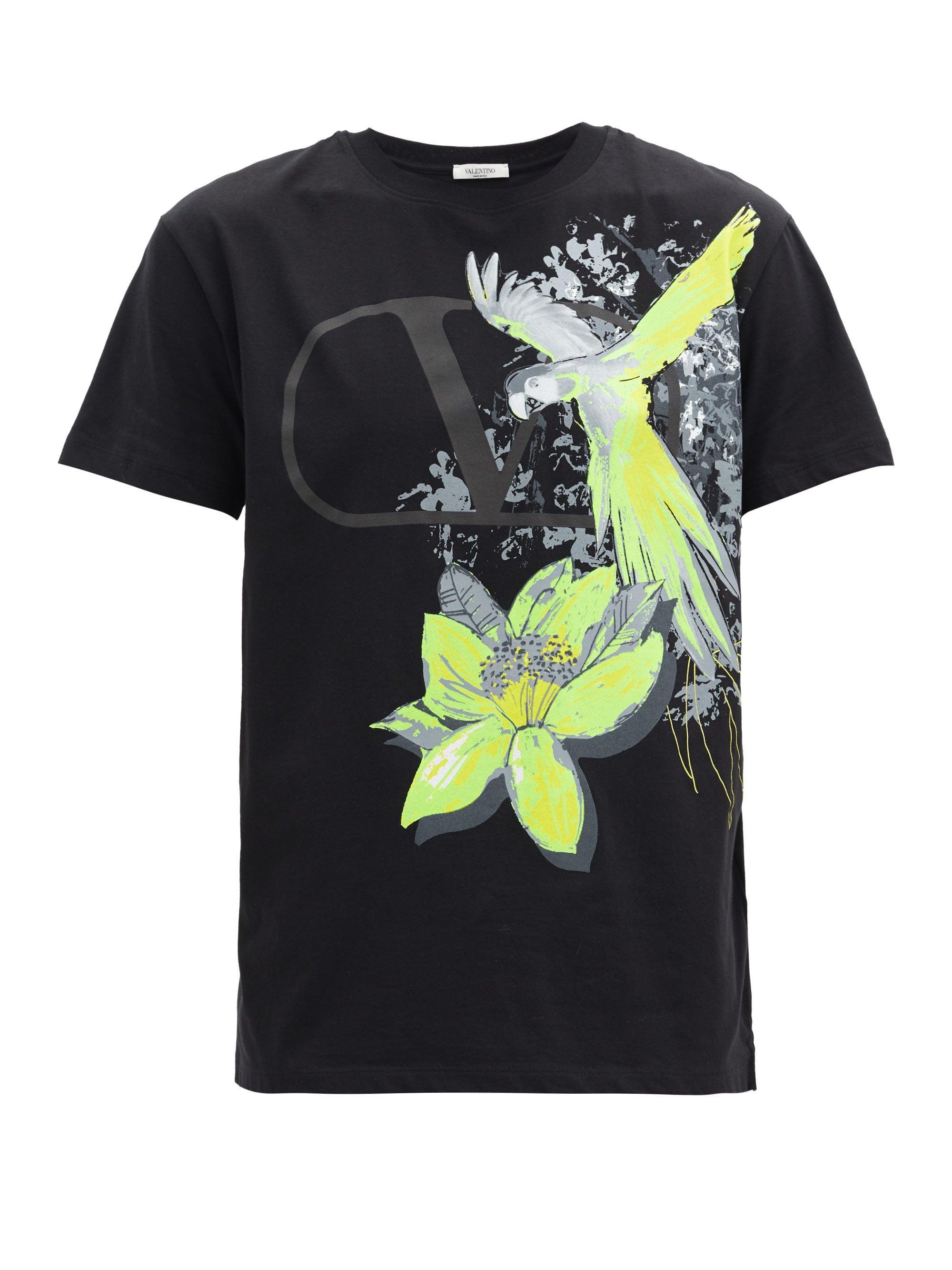 Valentino Jungle Parrot-print V-logo Cotton T-shirt for Men | Lyst