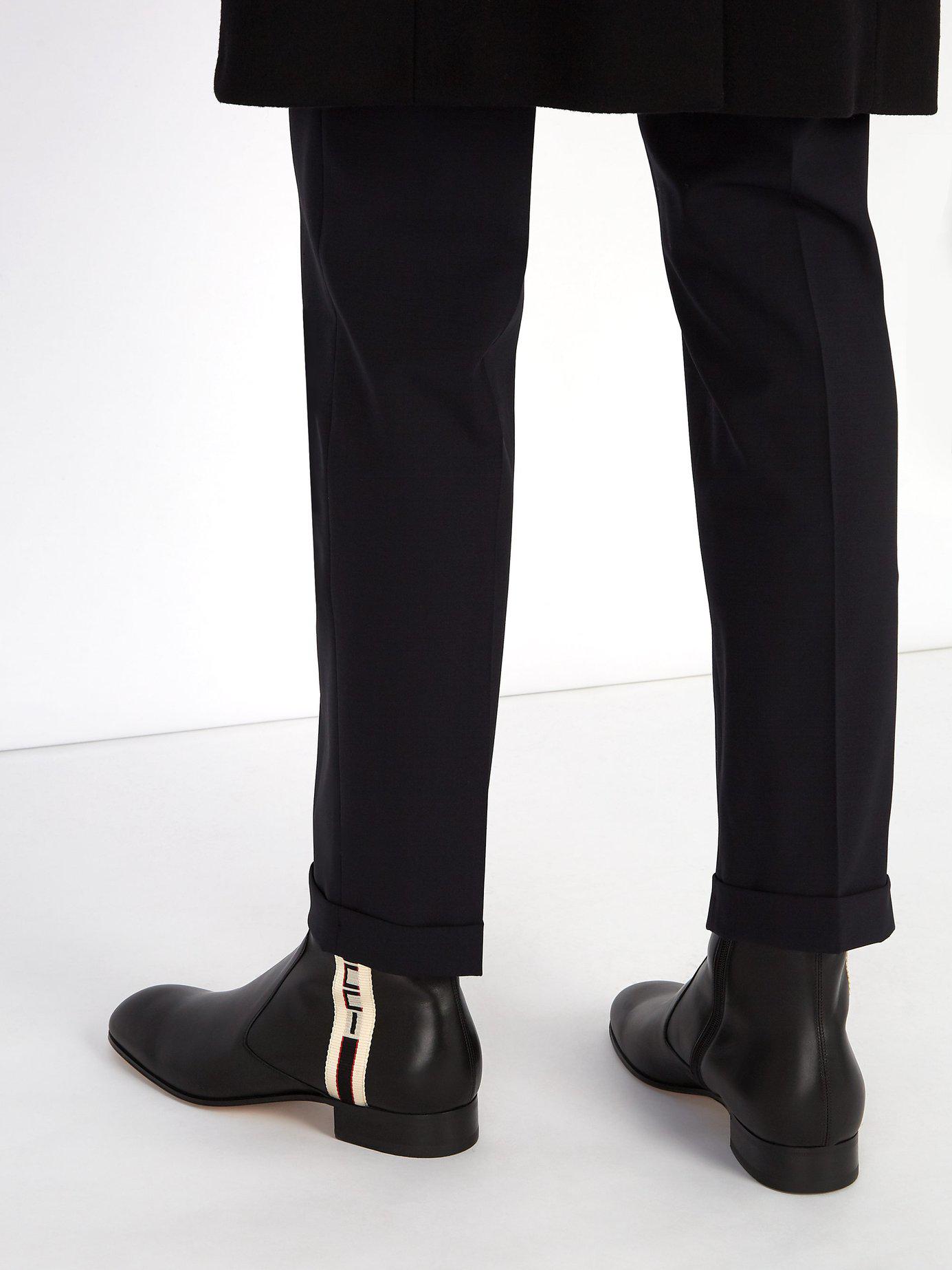 Gucci Bonnie Stripe Leather Boots in 