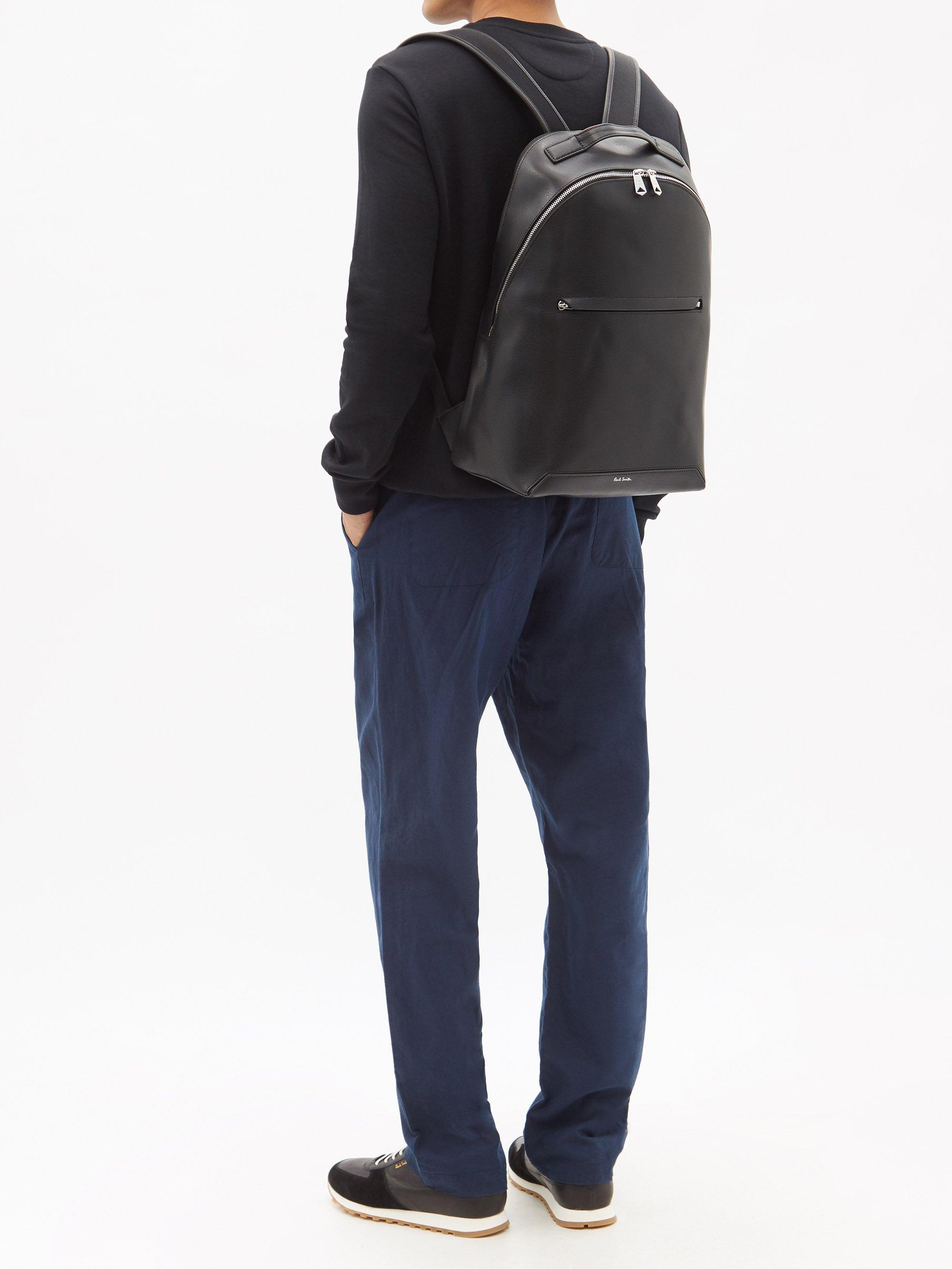 Paul Smith Leather Backpack in Black for Men | Lyst
