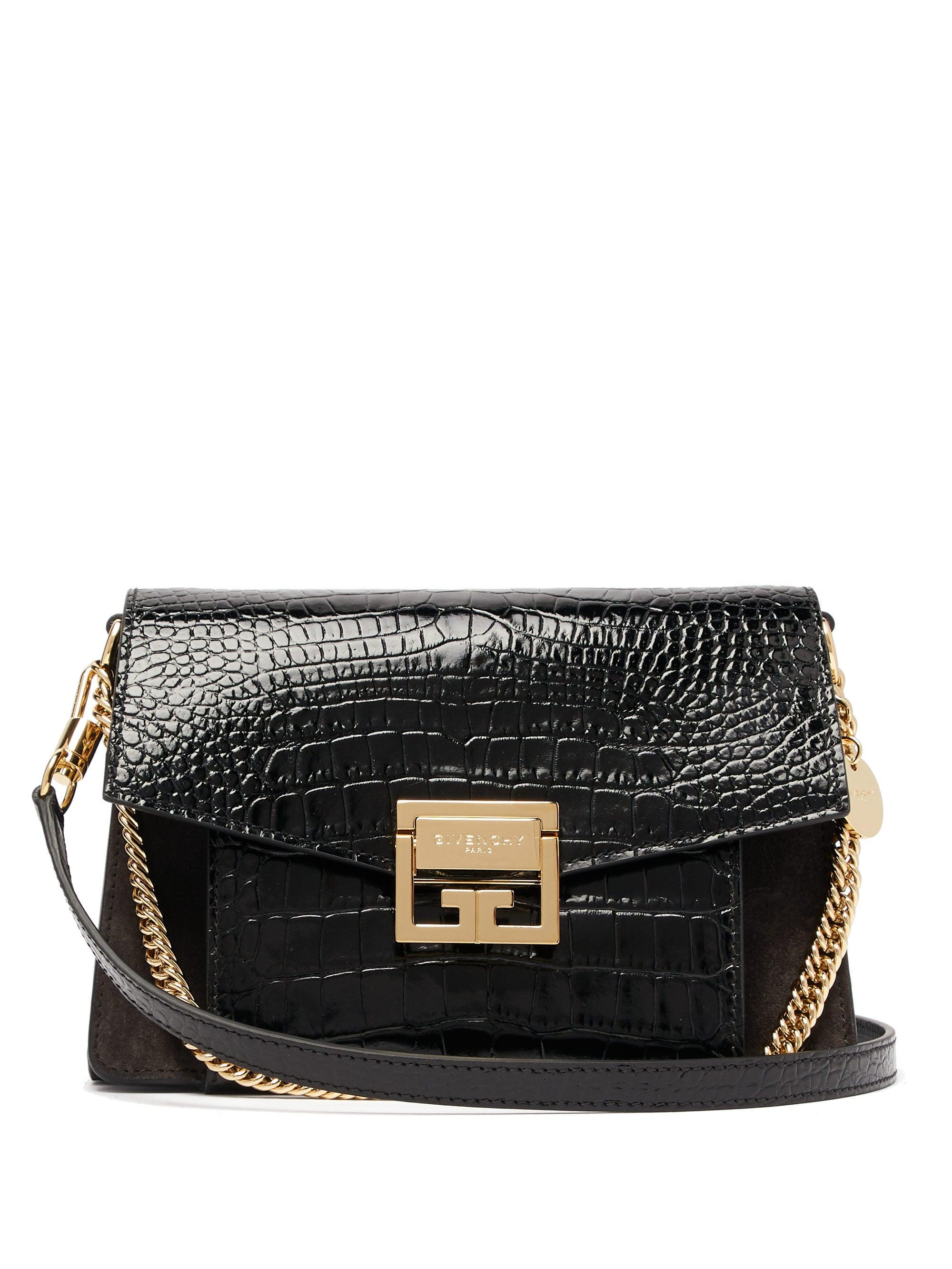 Givenchy Gv3 Small Crocodile-effect Leather Cross-body Bag in