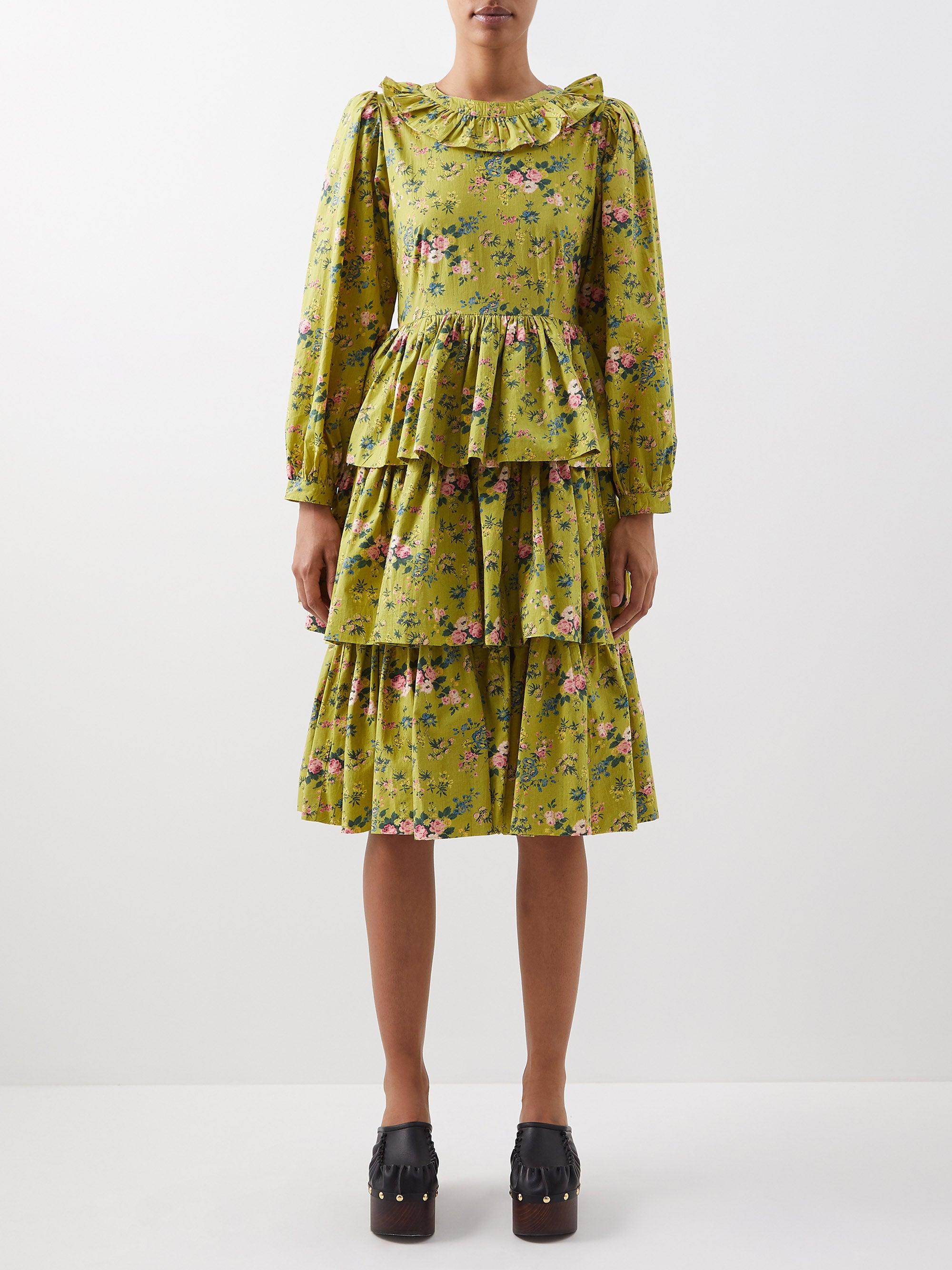BATSHEVA X Laura Ashley Welsh Floralprint Cotton Dress in Green Lyst