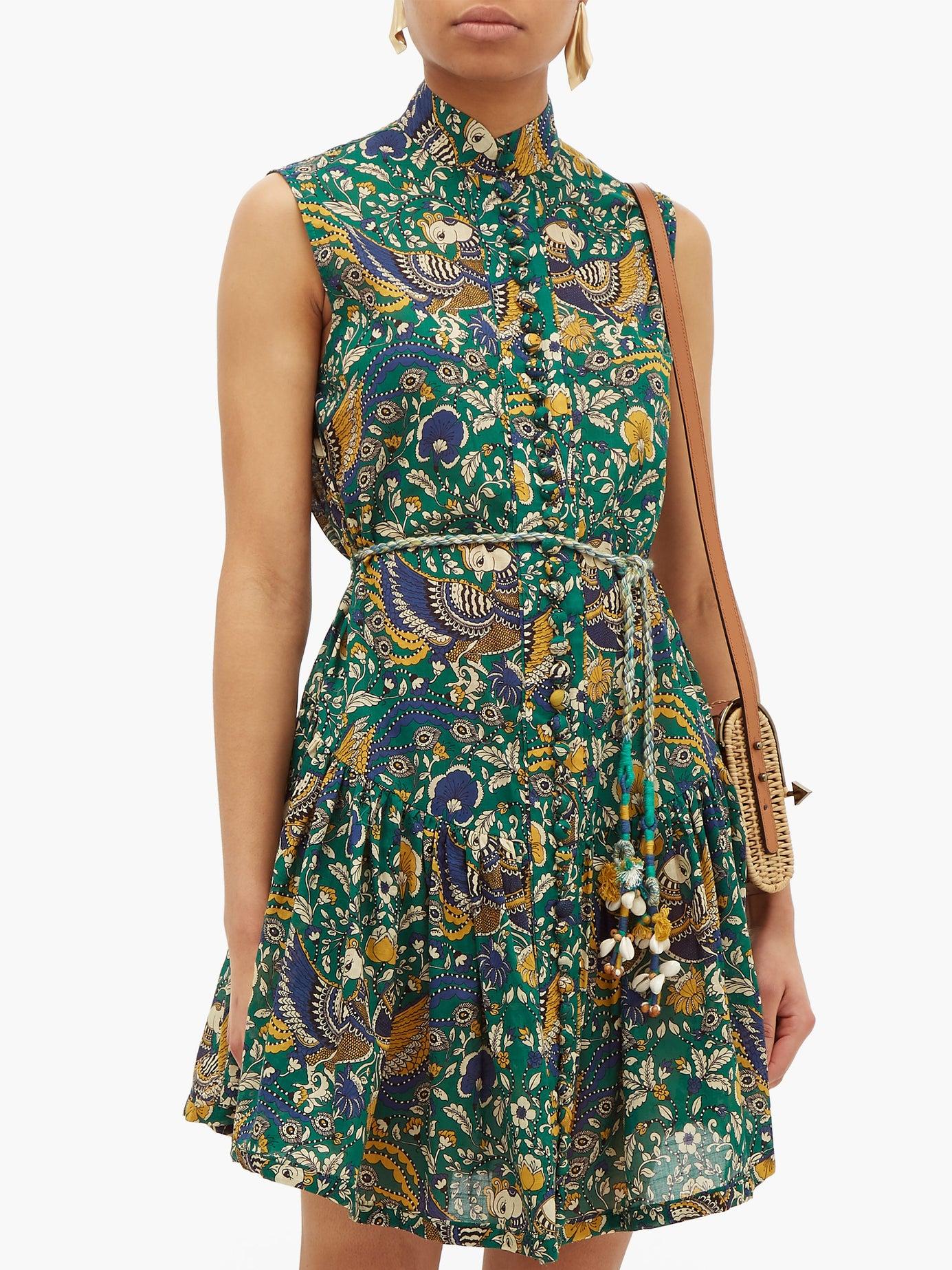 Zimmermann Edie Folk-print Cotton Mini 