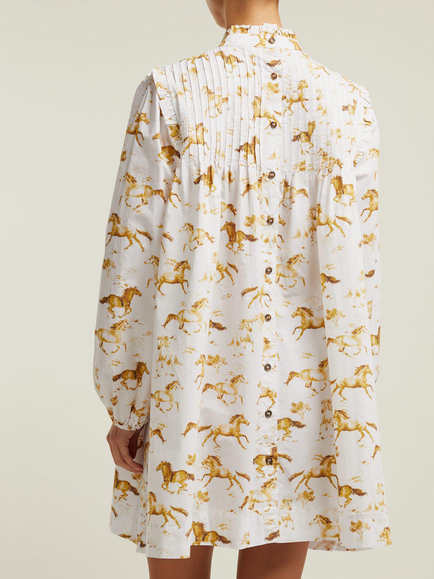 Ganni Cotton Women's Weston Print Dress in White - Lyst
