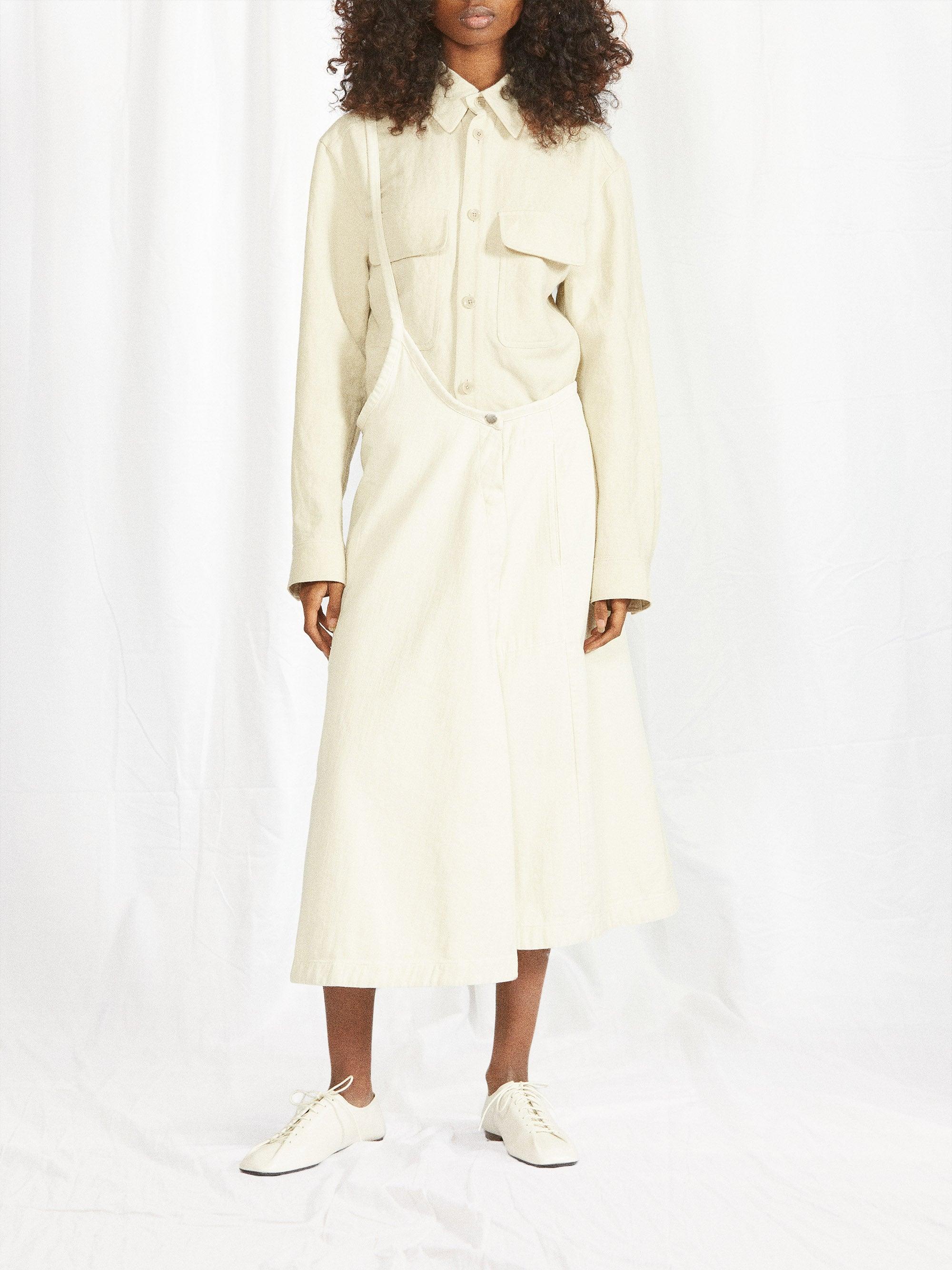 Lemaire Denim Apron Midi Skirt in Ivory (White) Lyst