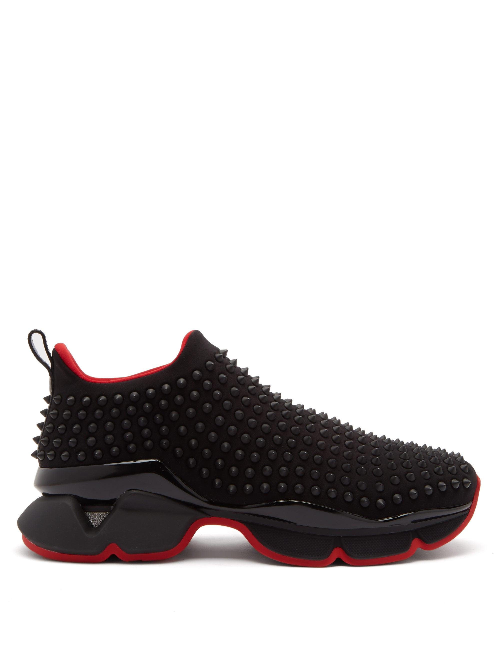 black studded louboutin trainers