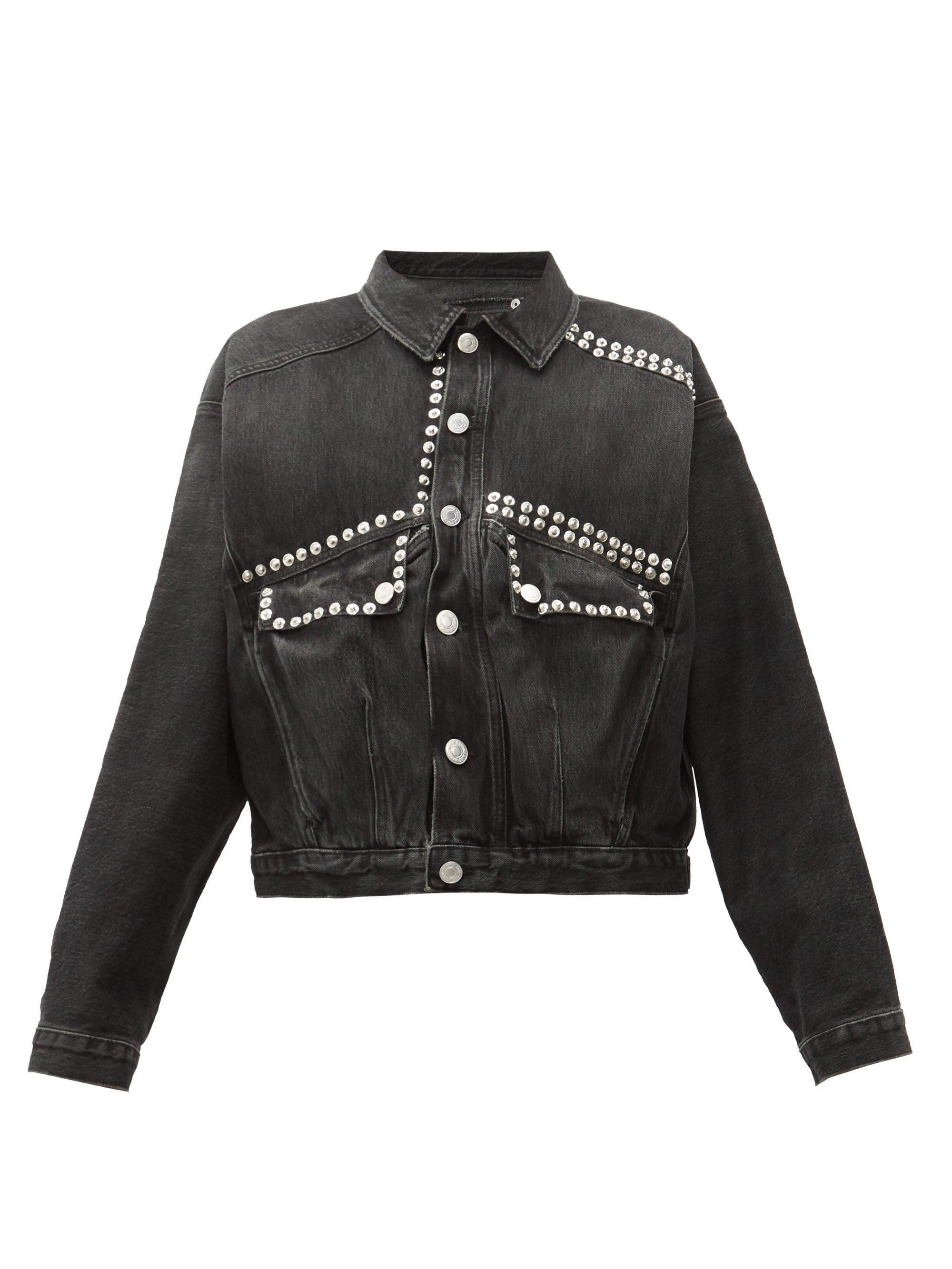 Martine Rose Studded Cotton-denim Jacket in Black - Lyst