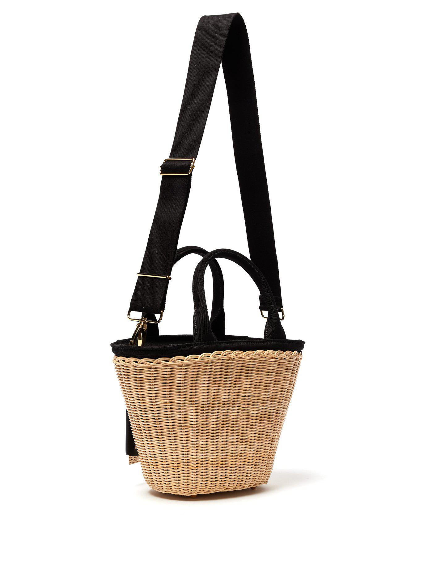 prada wicker and canvas basket bag