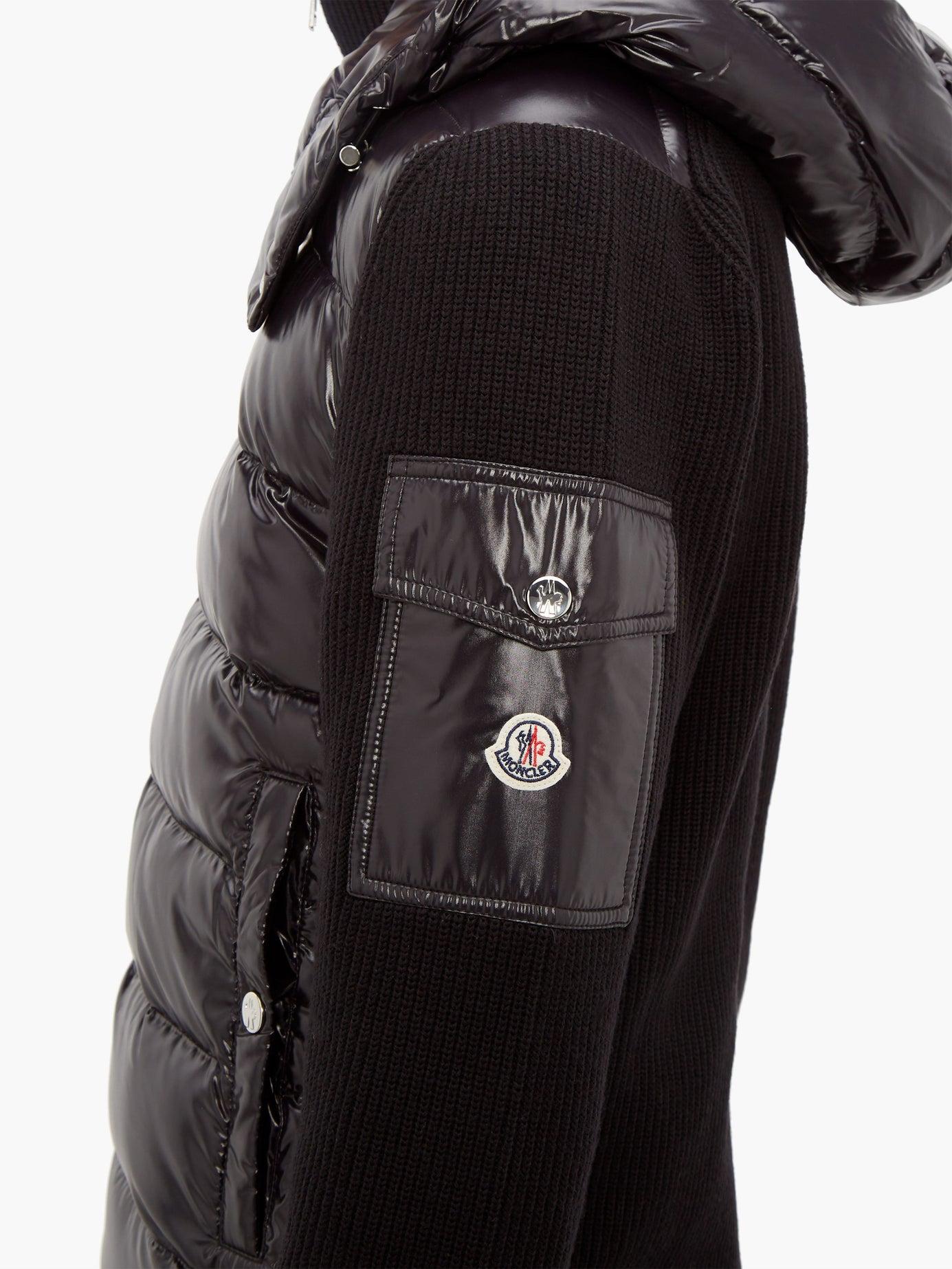 Download Moncler Synthetic Rib-knit Hooded Jacket in Black for Men ...