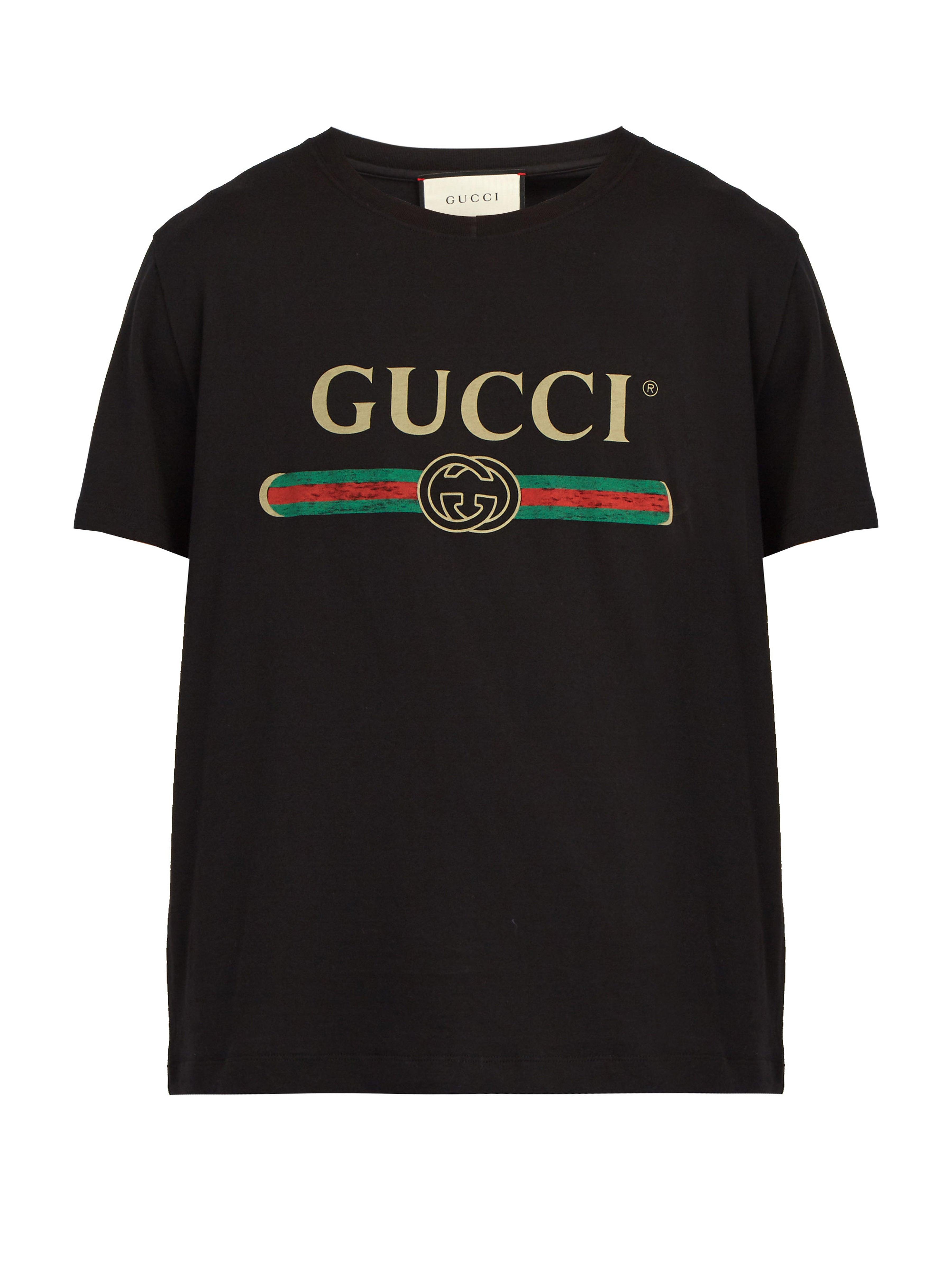 Gucci Fake Logo Print Cotton T Shirt in Black for Men - Save 16% - Lyst