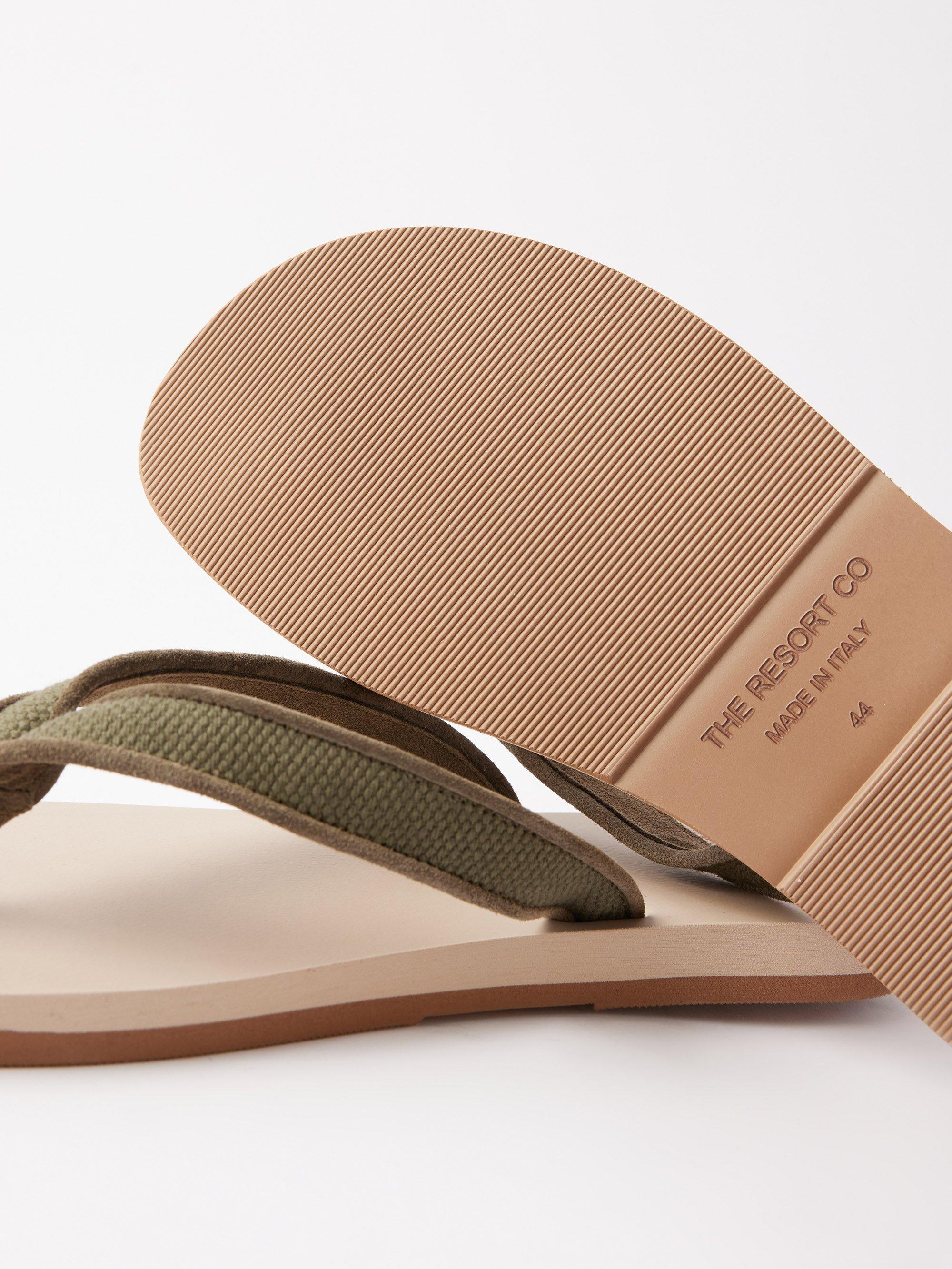 THE RESORT CO Raffia And Suede Flip Flops for Men | Lyst Canada