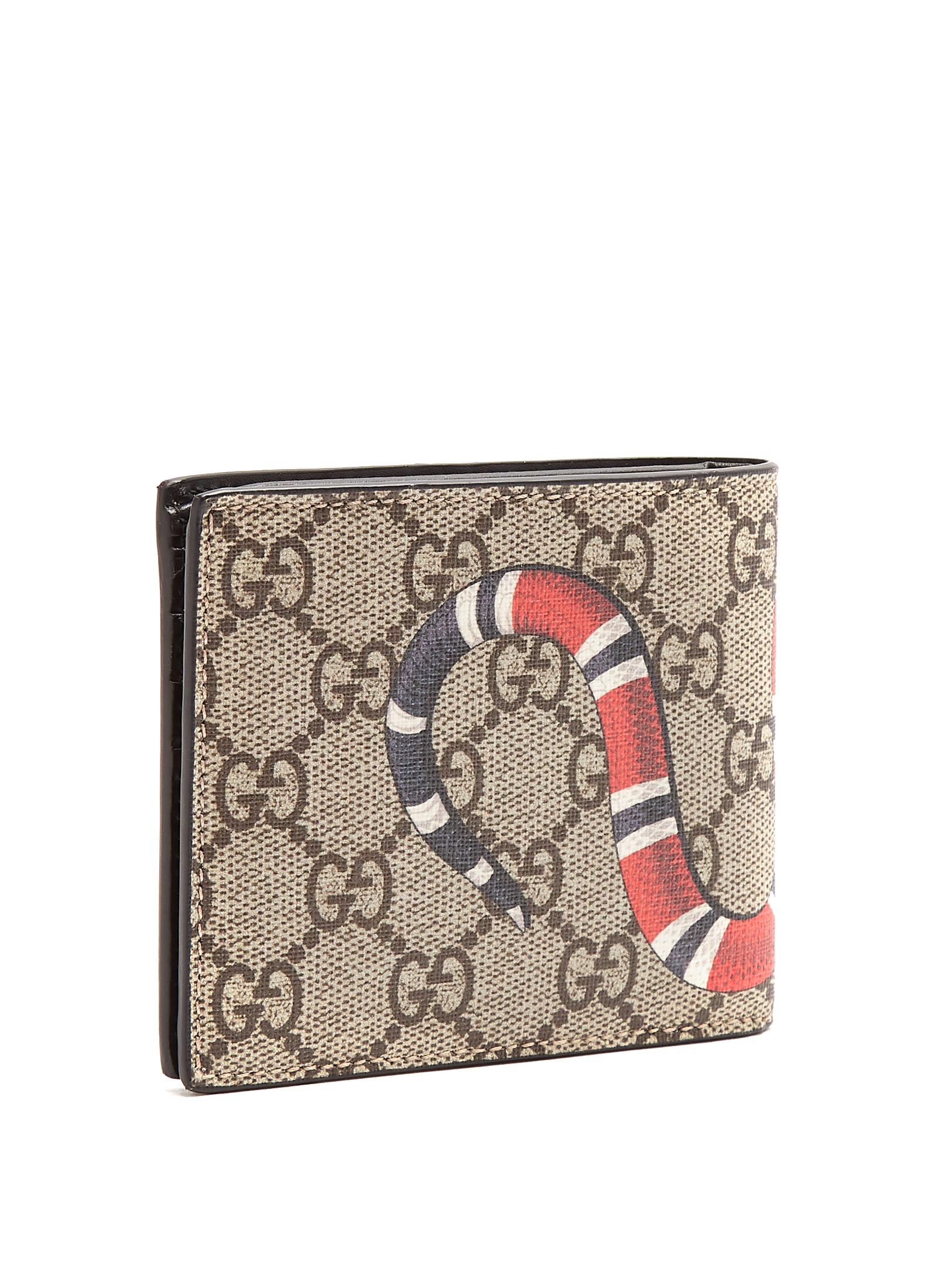 Gucci Canvas Gg Supreme Kingsnake-print Wallet in Brown - Lyst