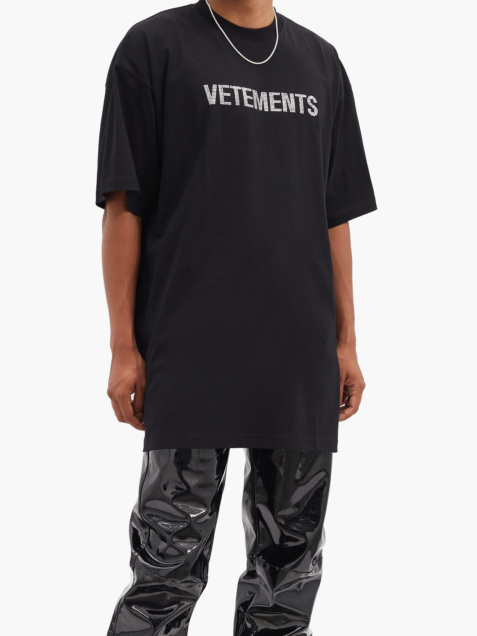 Vetements Oversized Crystal-embellished Cotton-blend T-shirt in Black for  Men | Lyst