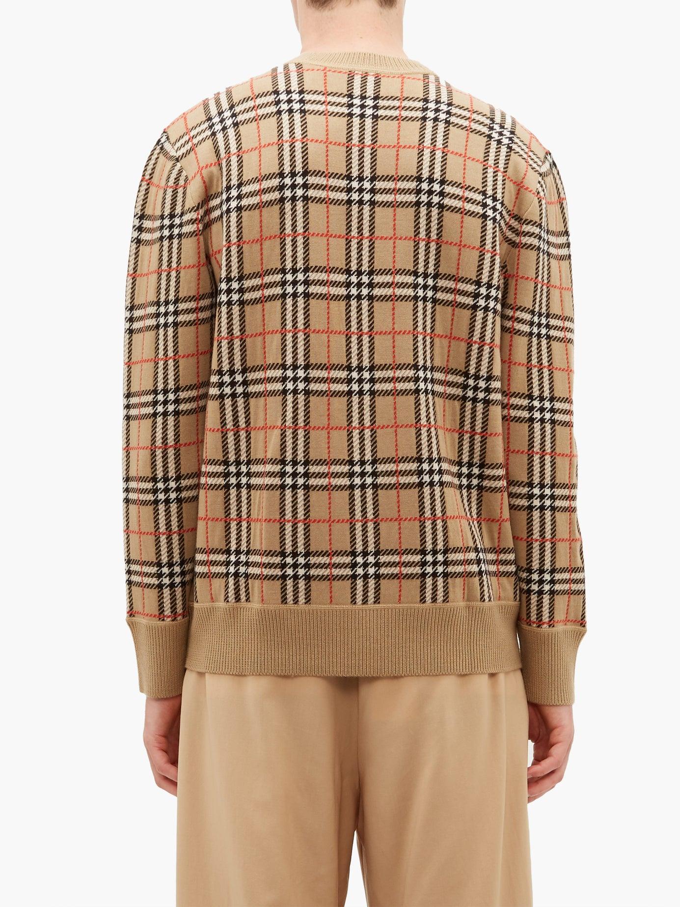 Burberry Fletcher Check Jacquard Merino Wool Sweater in Natural for Men |  Lyst