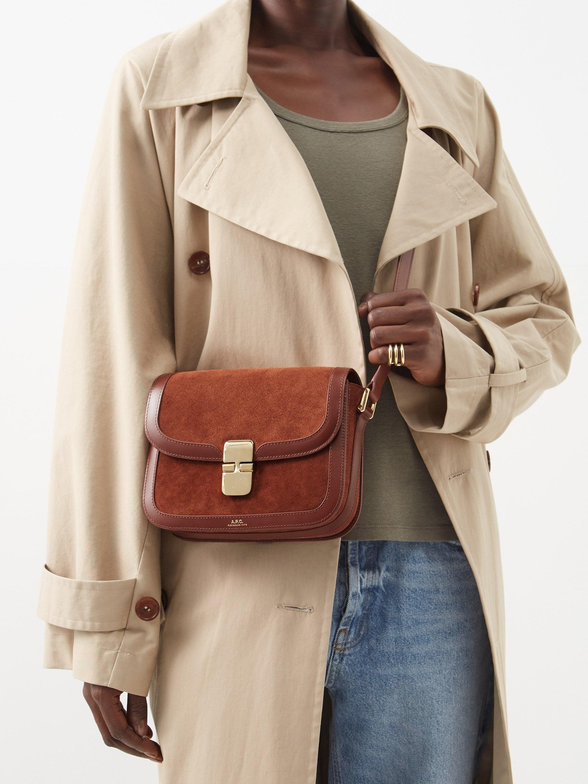 Grace Small Leather Shoulder Bag in Brown - A P C