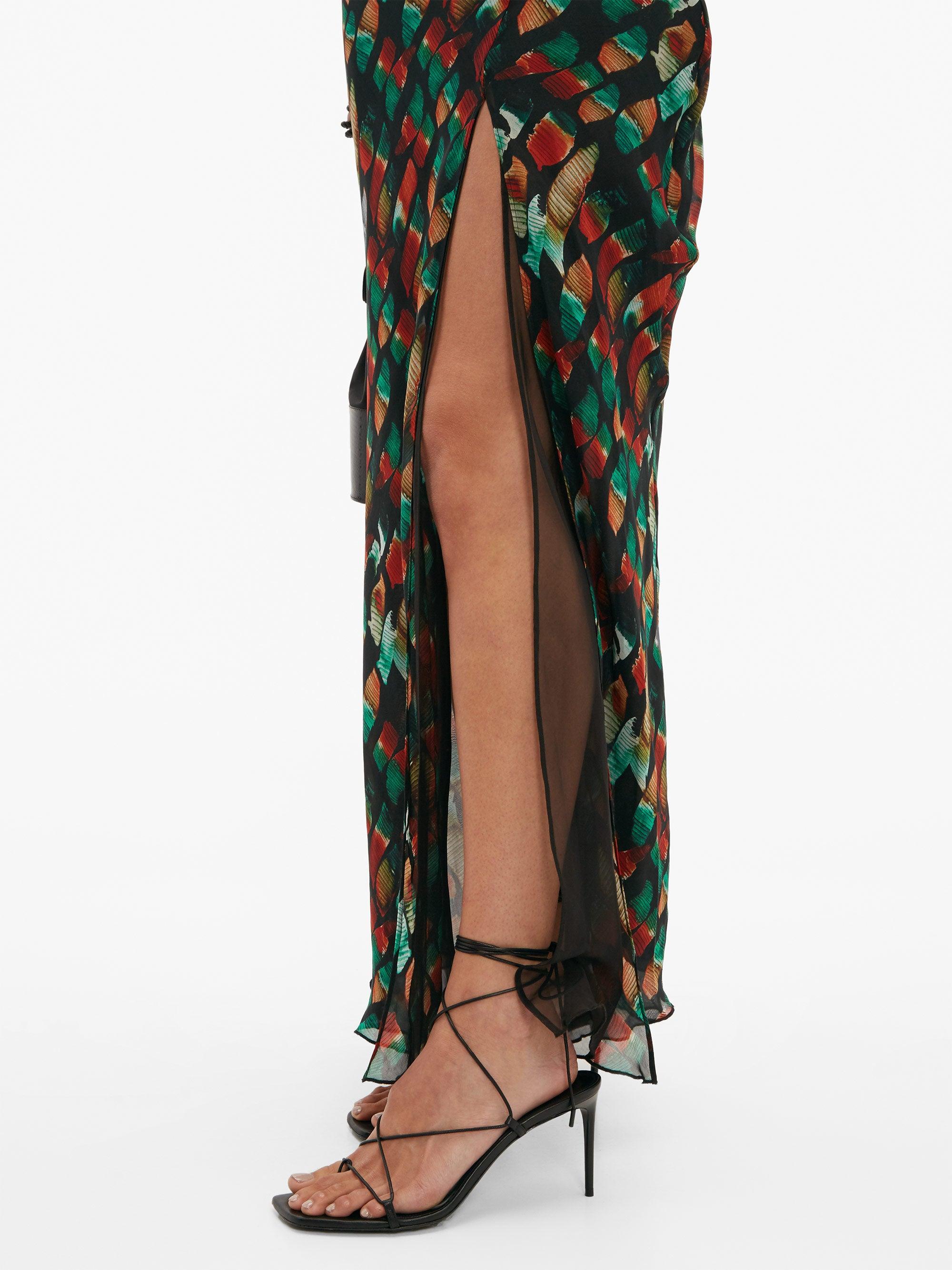 Rat u0026 Boa Nirvana Abstract-print Silk-chiffon Maxi Dress in Black | Lyst