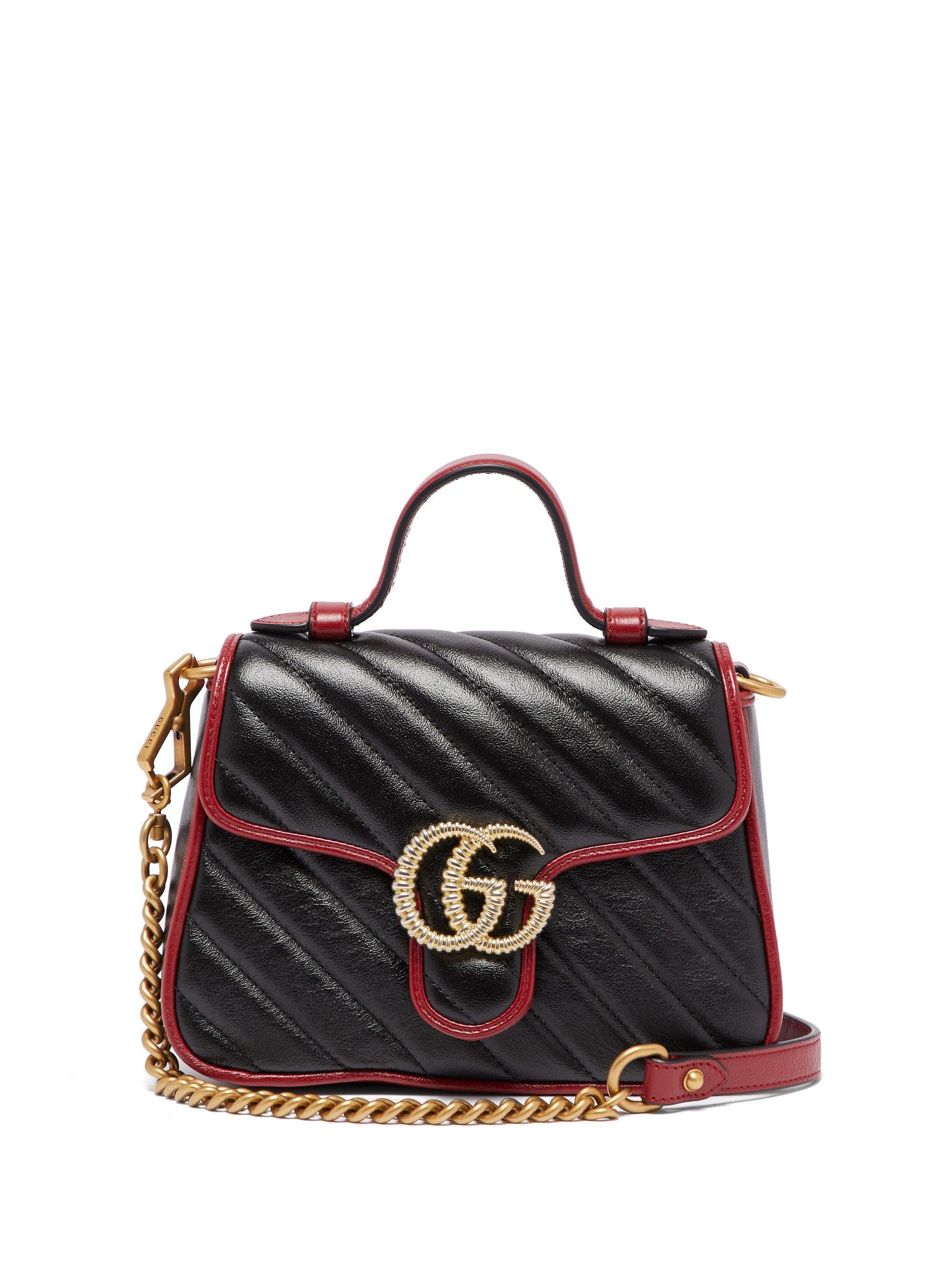 Gucci GG Marmont Mini Quilted-leather Cross-body Bag in Black - Lyst