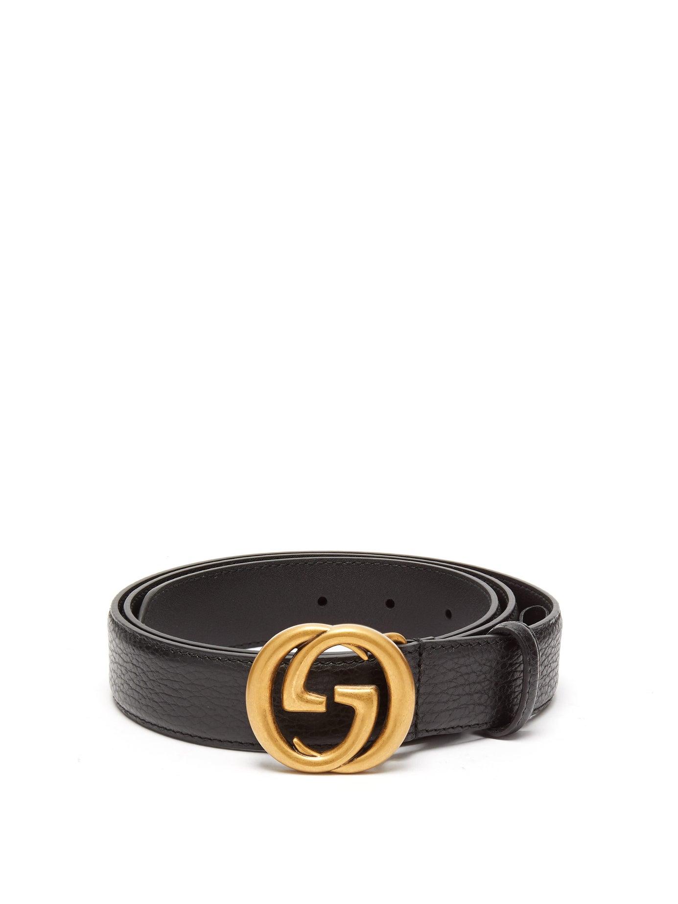 Gucci Gg Grained-leather Black Belt for Men - Lyst