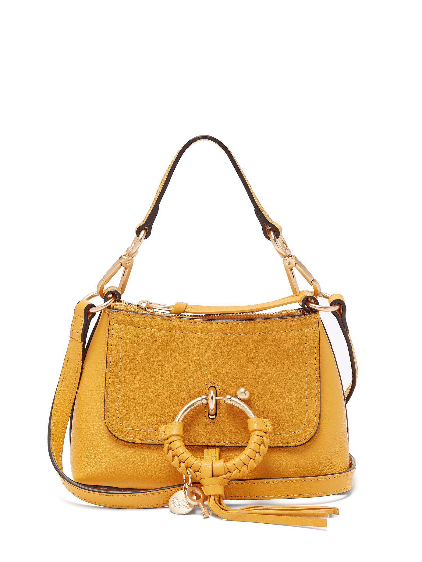 See By Chloé Mini Joan Suede & Pebbled Leather Hobo Bag in Burnt Yellow