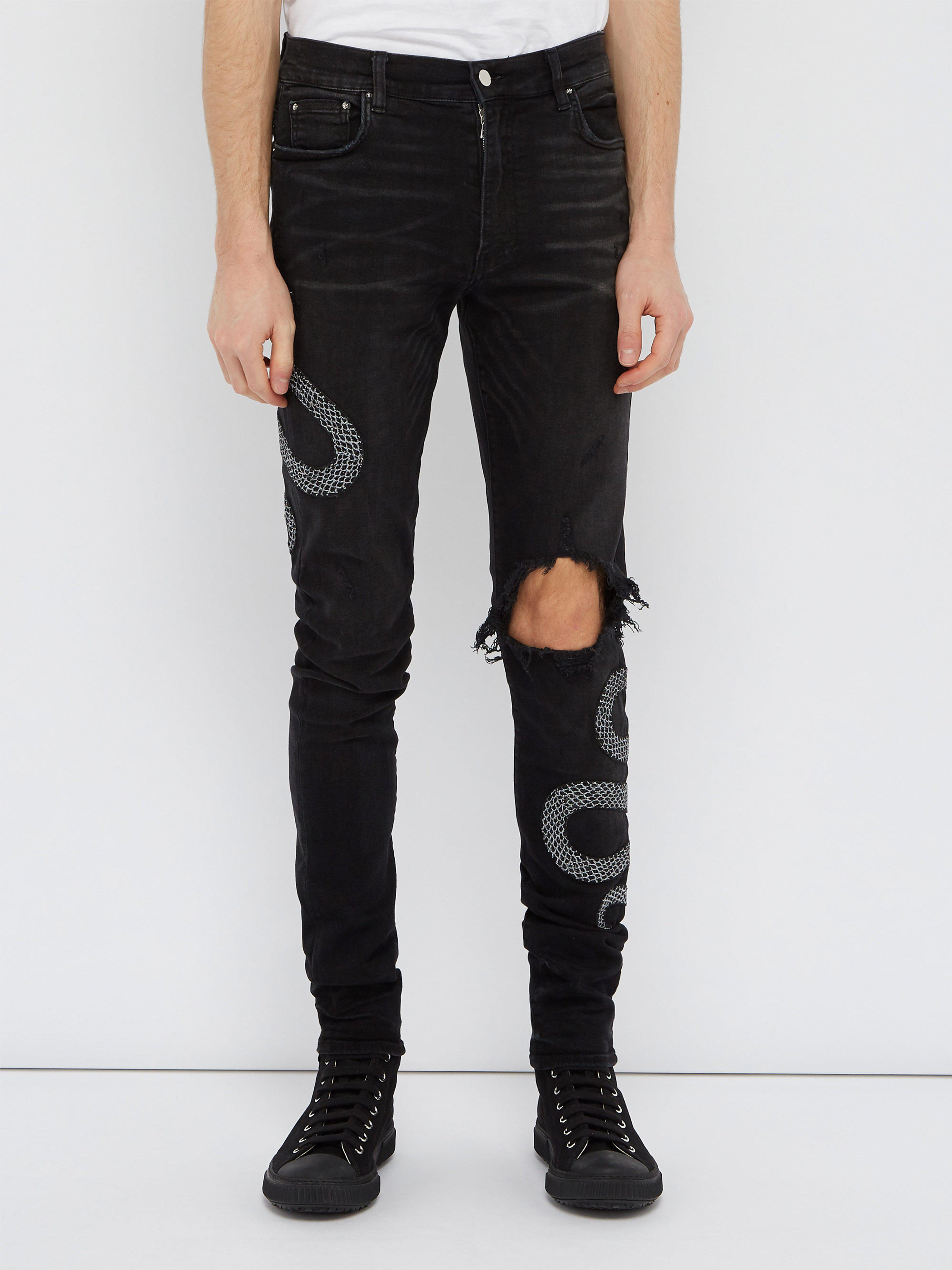 Amiri Denim Snake Embroidered 