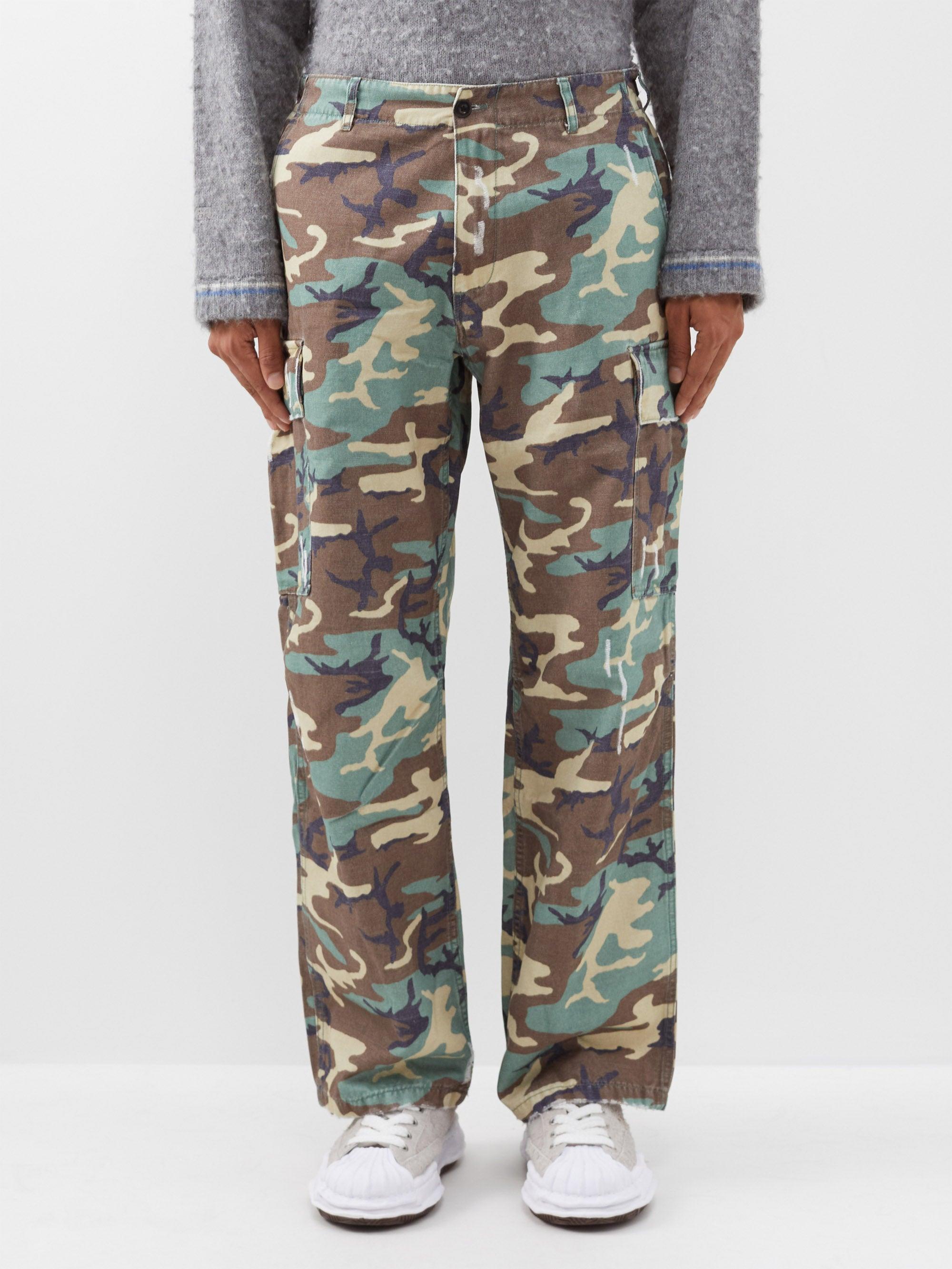 Tilgivende have på Modregning ERL Camouflage-print Cotton-canvas Cargo Trousers in Gray for Men | Lyst