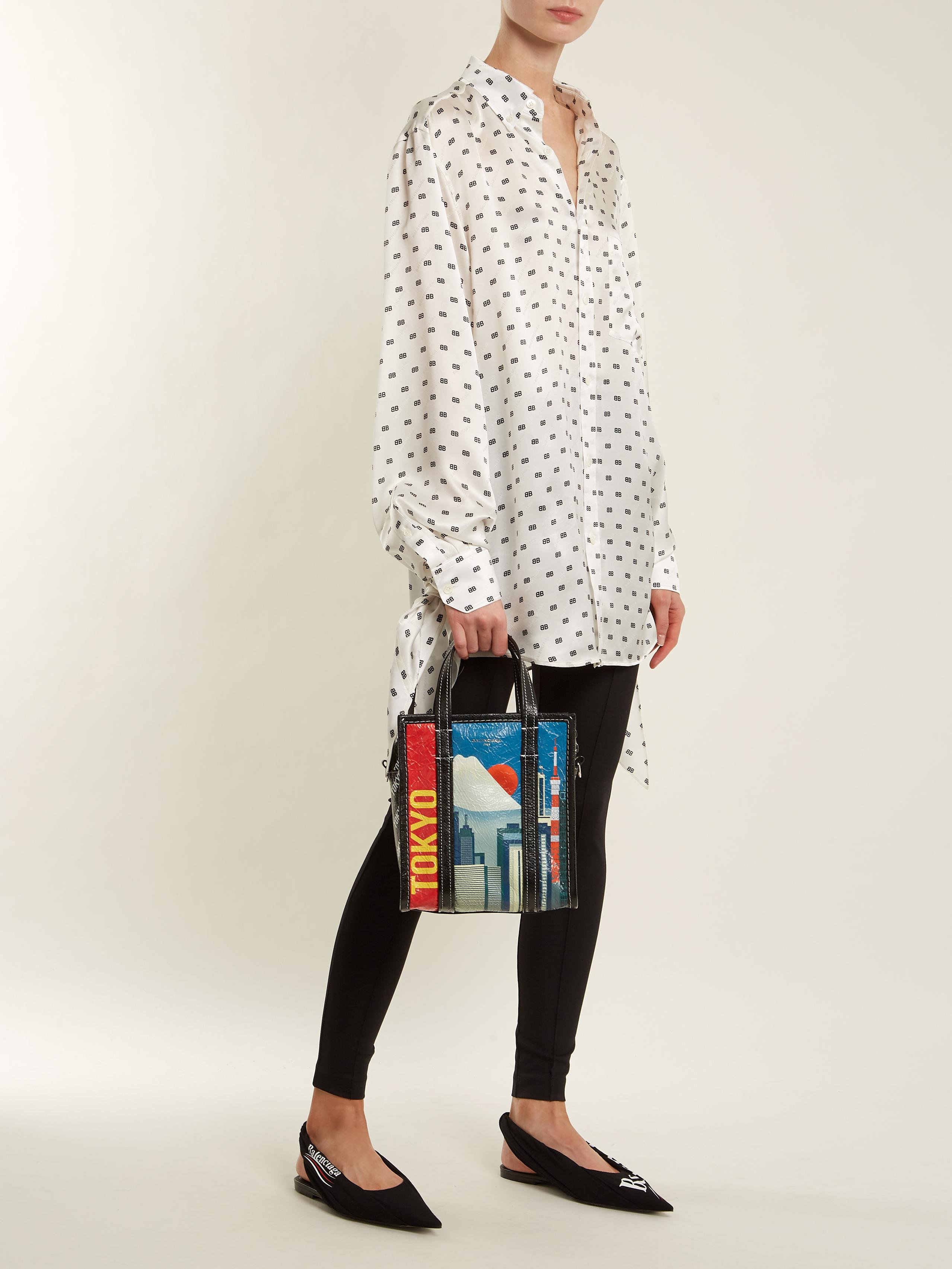 Balenciaga Leather Bazar Shopper Xs Tokyo in Black | Lyst