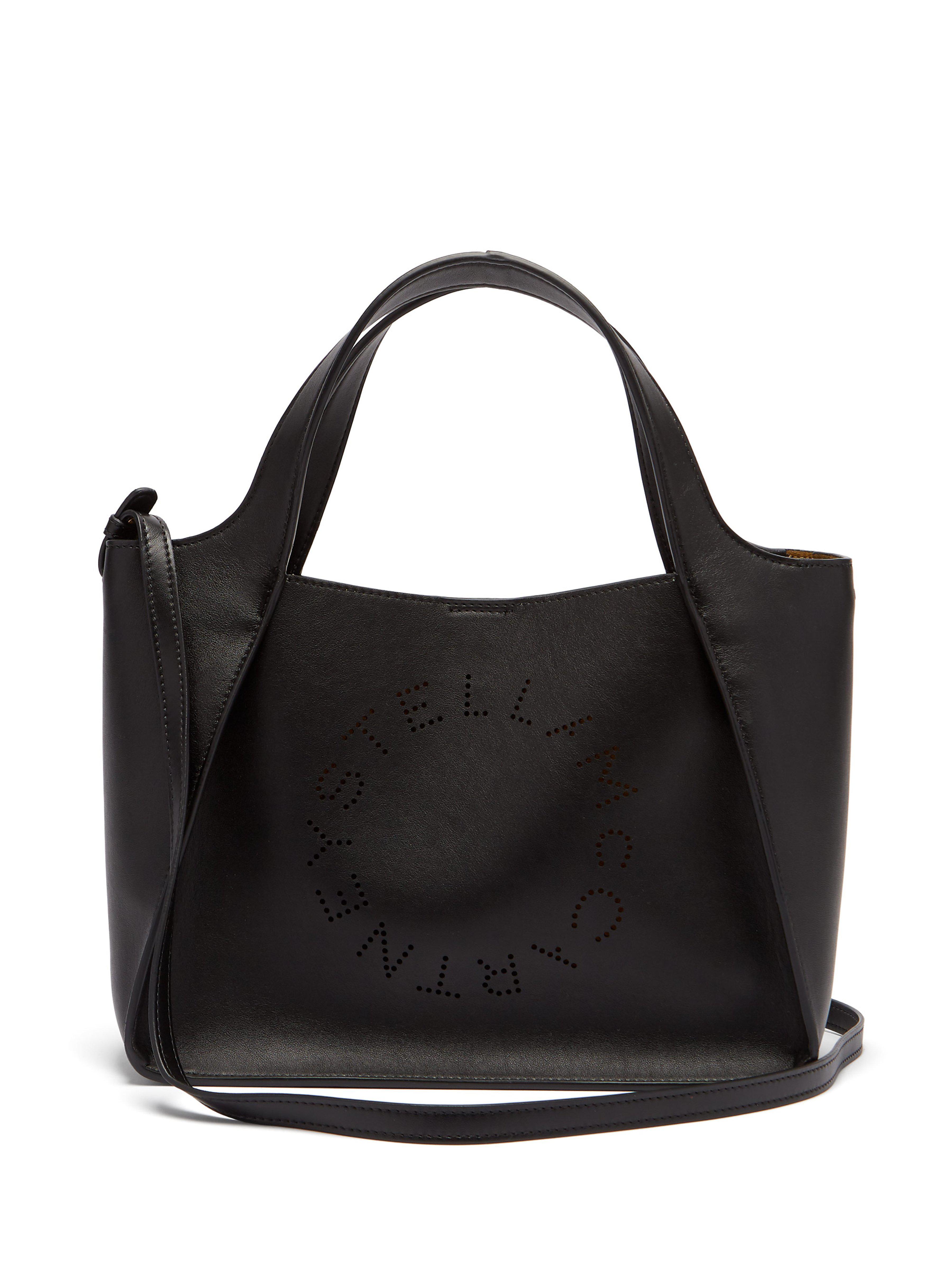 Stella McCartney Stella Perforated Logo Faux Leather Tote Bag in Black ...