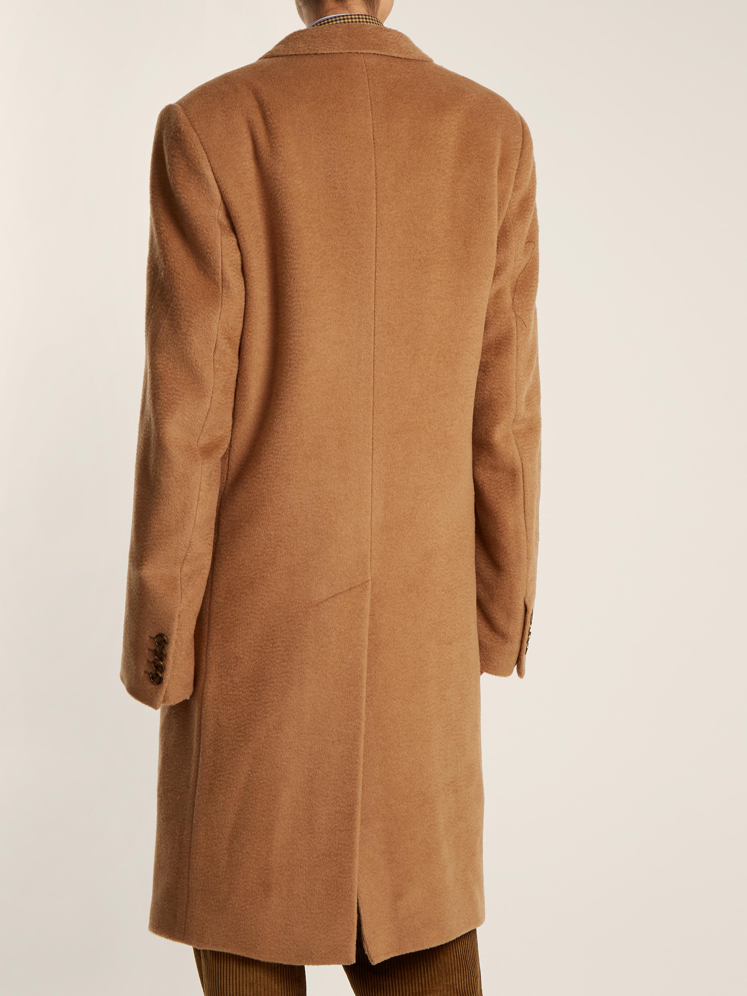 Vetements Satin Double Breasted Camel Hair Coat In Natural Lyst