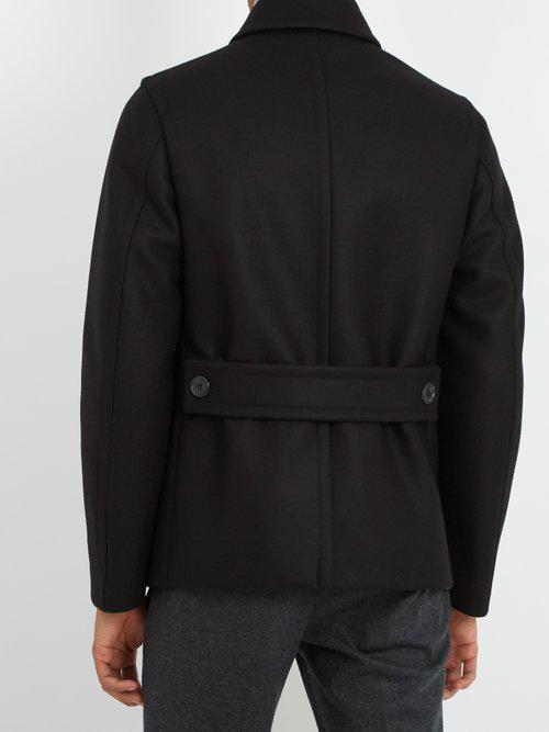 Prada Double-breasted Wool Pea Coat in Black for Men - Lyst