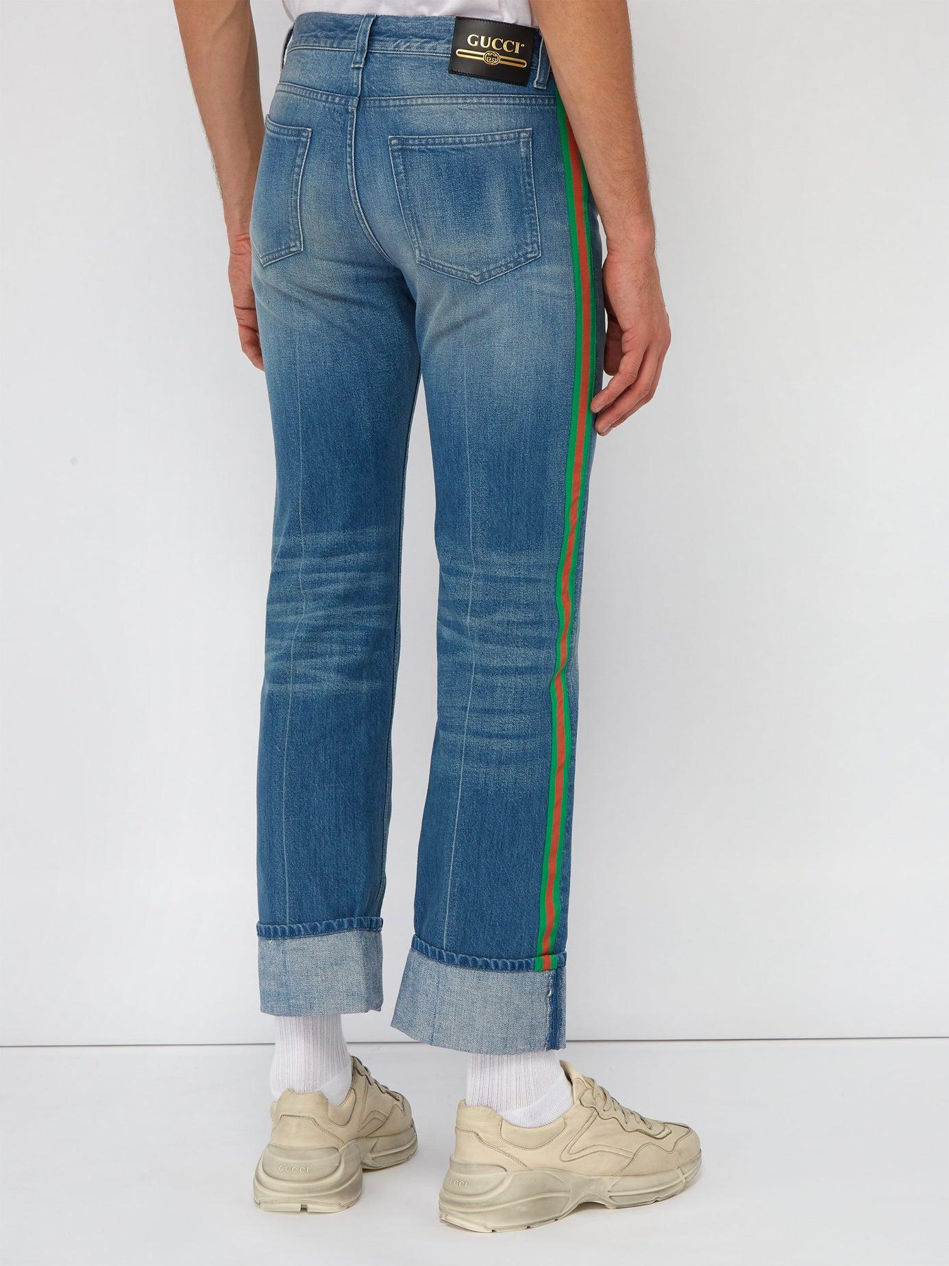 Gucci Denim Web Side-stripe Jeans in Blue for Men - Lyst