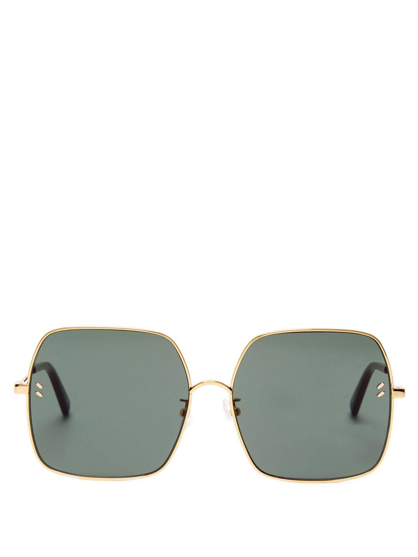 Stella Mccartney Oversized Square Frame Metal Sunglasses Lyst 