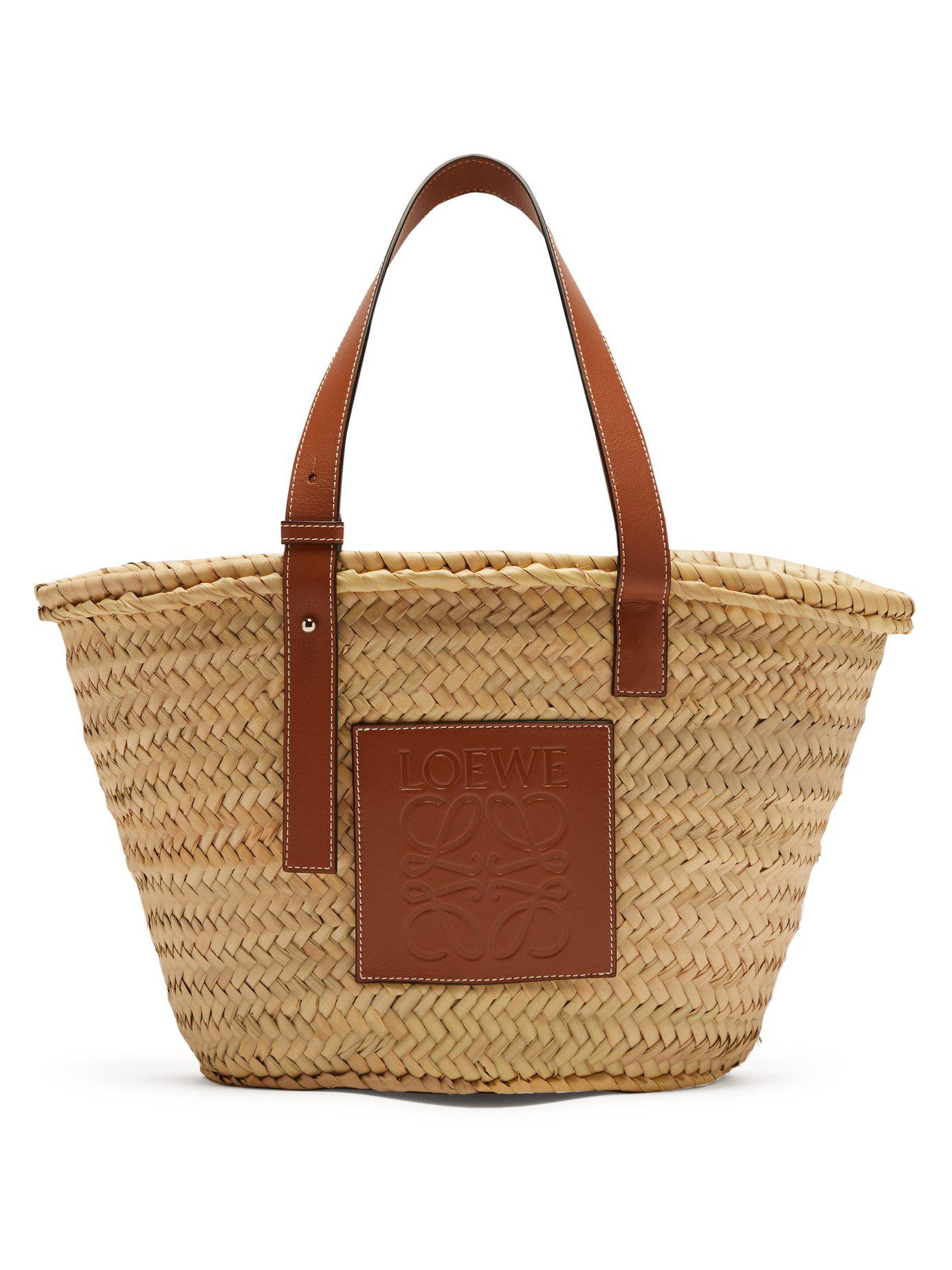 Loewe Leather Medium Woven Basket Bag | Lyst