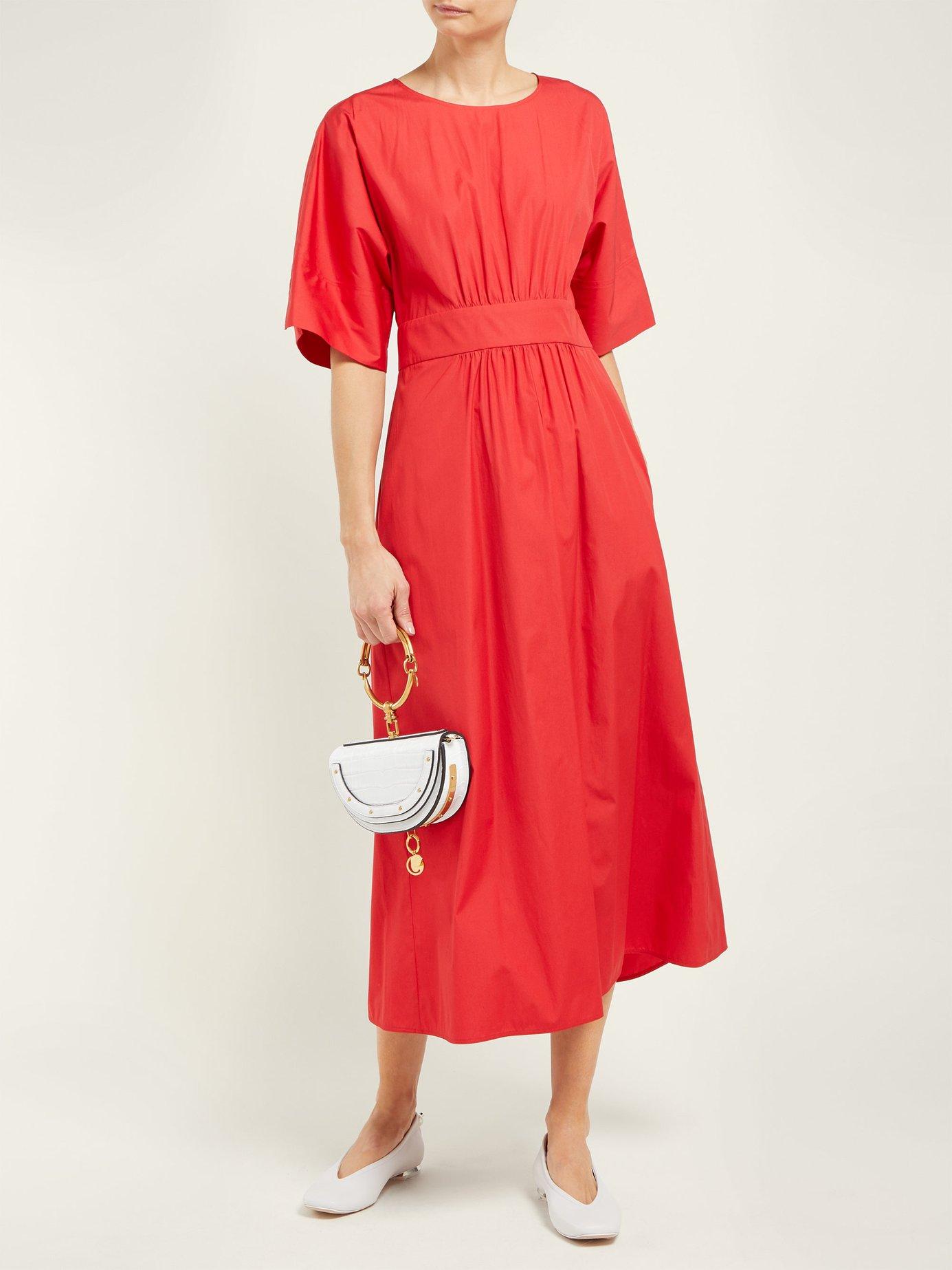 Max Mara Studio Cotton Cima Dress in Red - Lyst